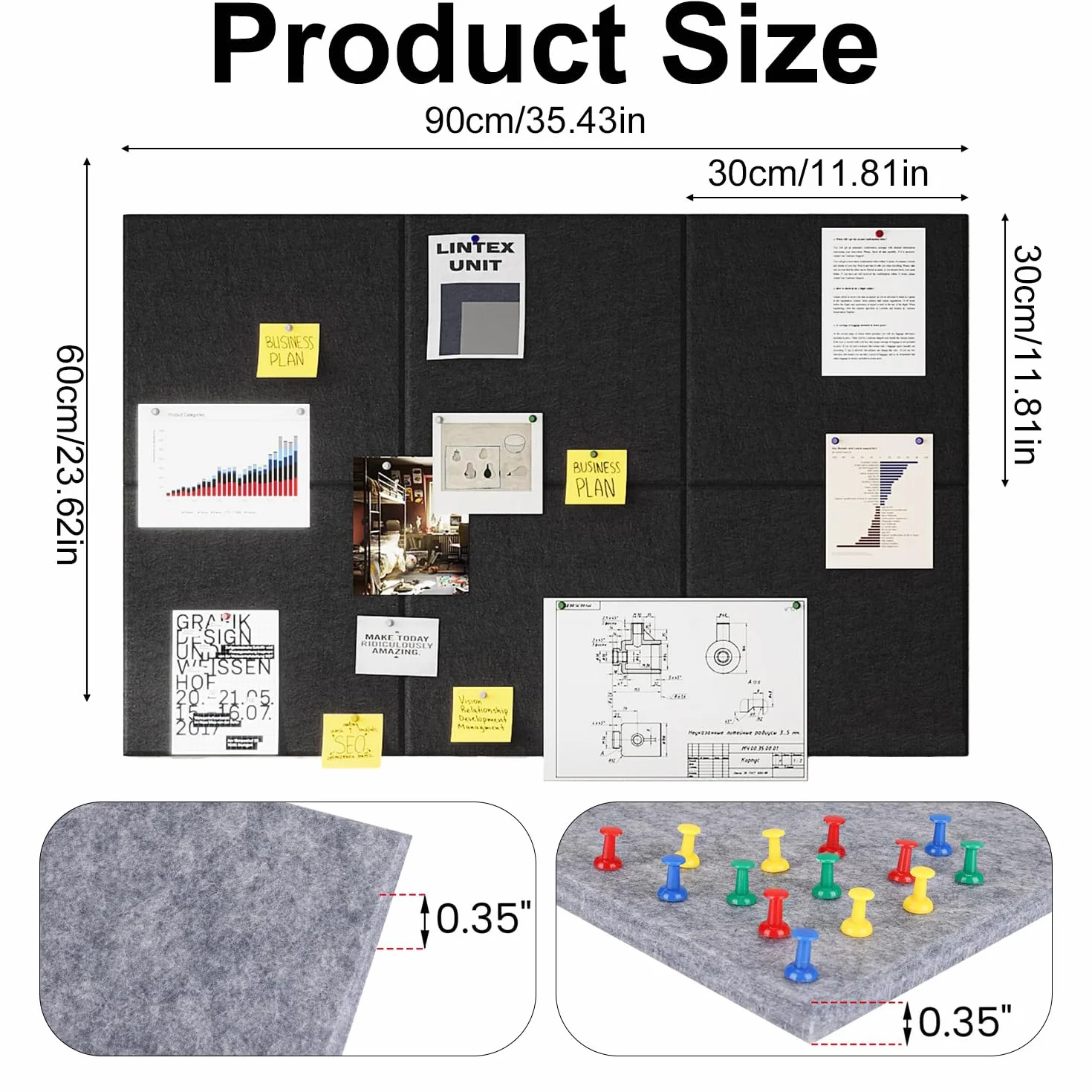 Kongming 6 piezas Corcho Pared autoadhesivo con 40 Bichos, 9 mm de grosor Tablero de Corcho para Fotos, 30 * 30cm Paneles decorativos para Pared Hogar Oficinas Escuela (blanco)
