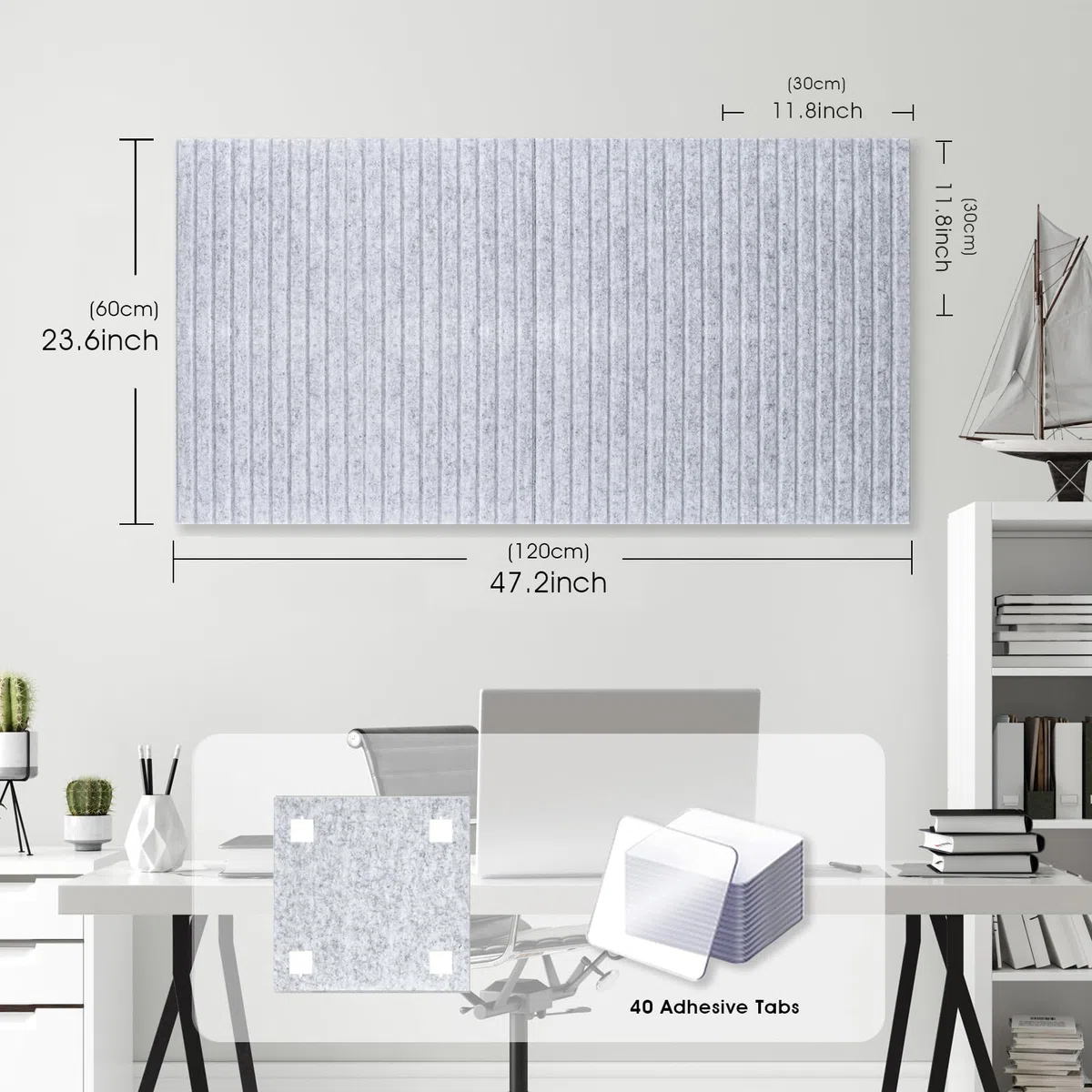 Alternativa al tablero de corcho con 30 chinchetas, 11.8 x 11.8 pulgadas, paquete de 8 azulejos de pared de fieltro para pegar notas fotográficas, póster, tablón de anuncios grande para decoración de