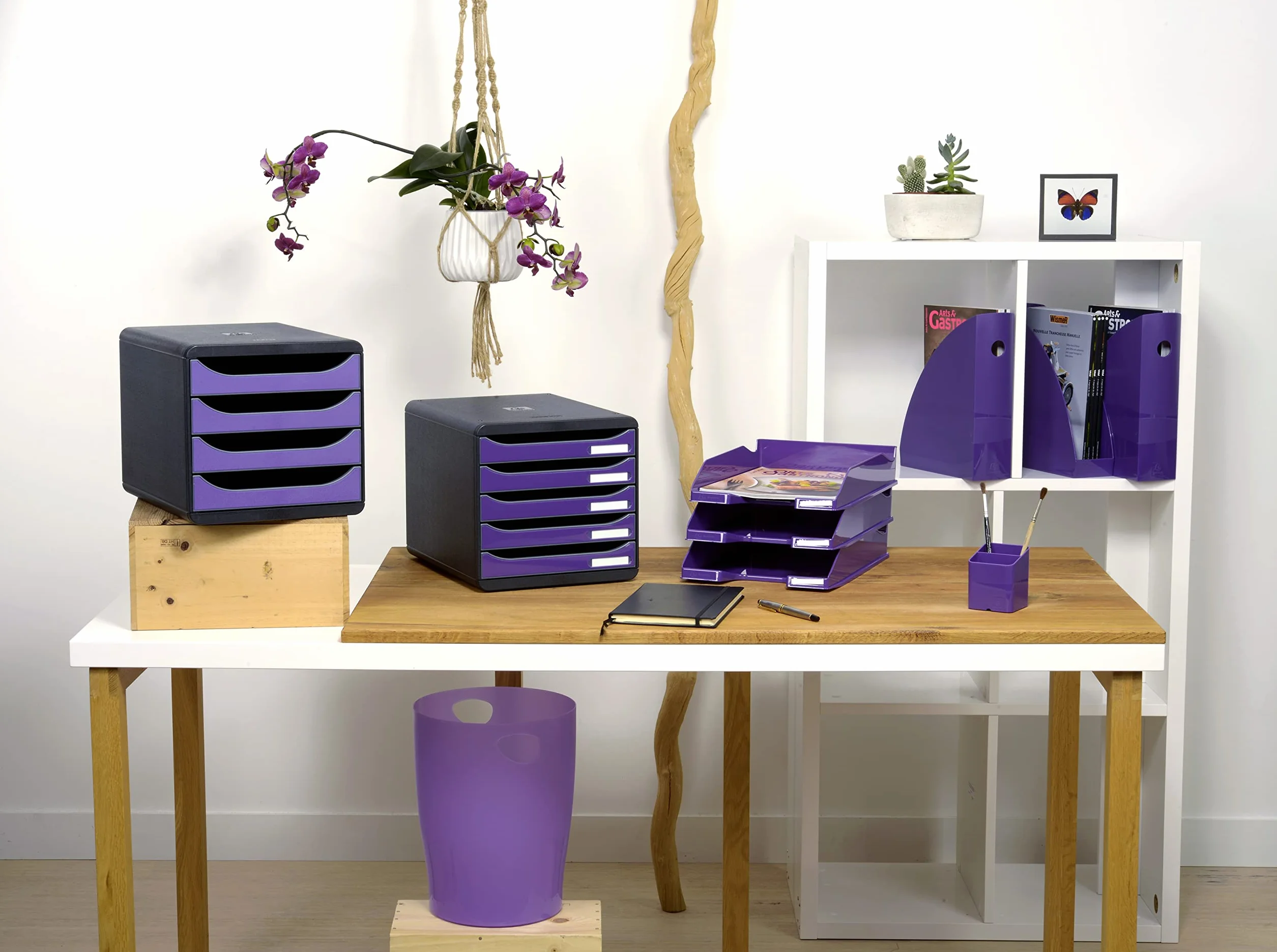 Exacompta COMBO MIDI juego de 6 bandejas para documentos A4+ 34,6x25,5x6,5 cm violeta brillante