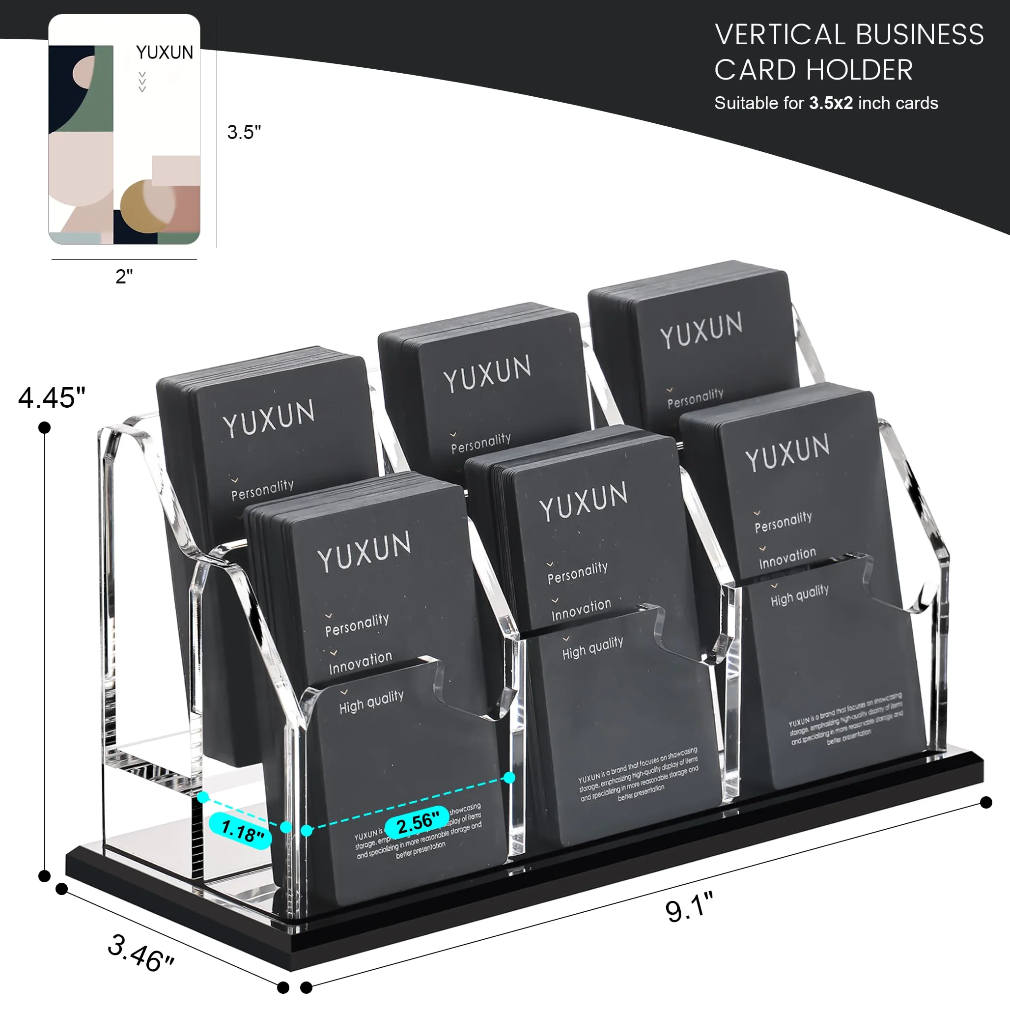 YUXUN Tarjetero vertical negro con 6 ranuras