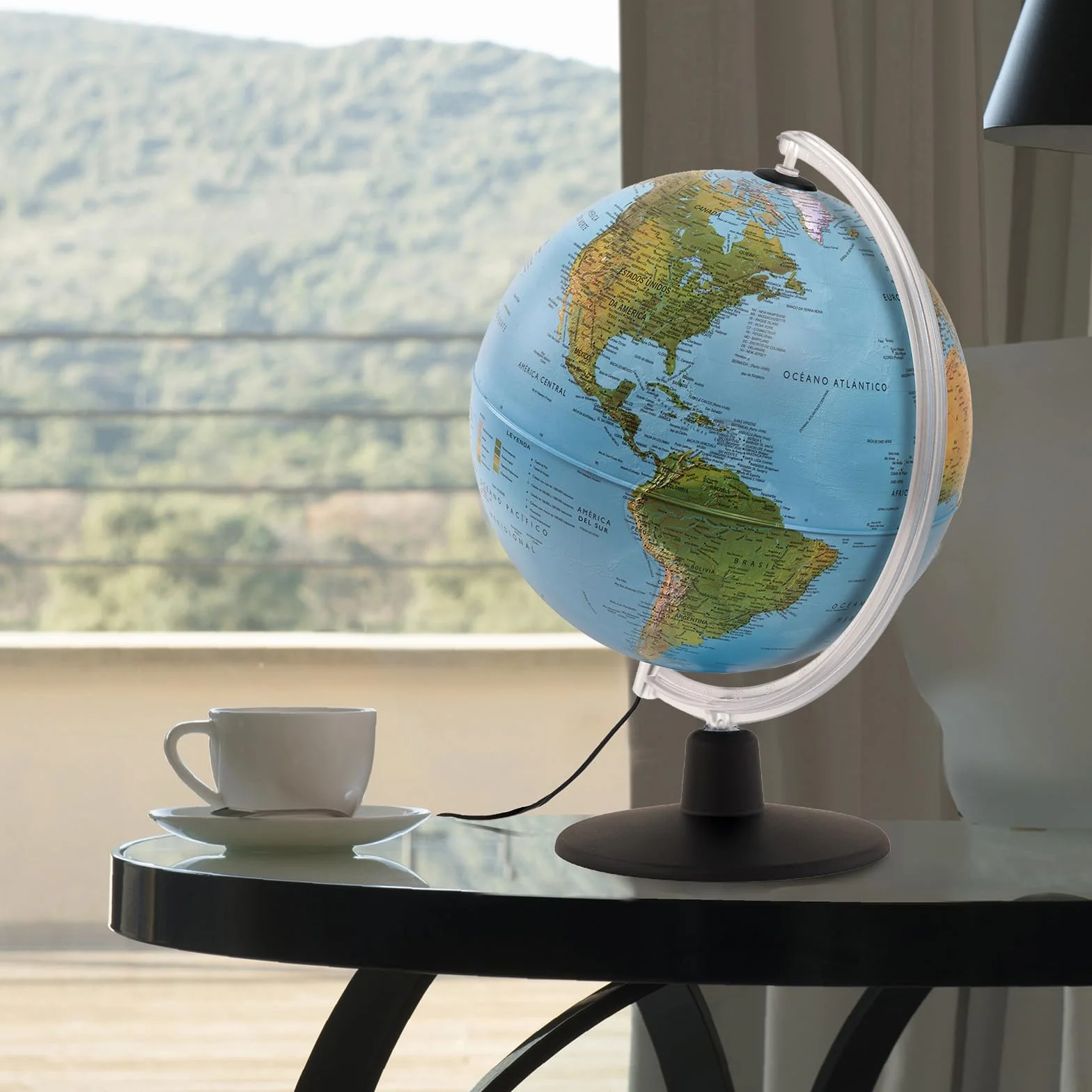 Tecnodidattica - GAIA 25 AR | Globo Terráqueo con Luz y Giratorio para Niños | Realidad Aumentada con Datos sobre Naturaleza y Cultura | Cartografía Física y Política | Diámetro de 25 cm I Español