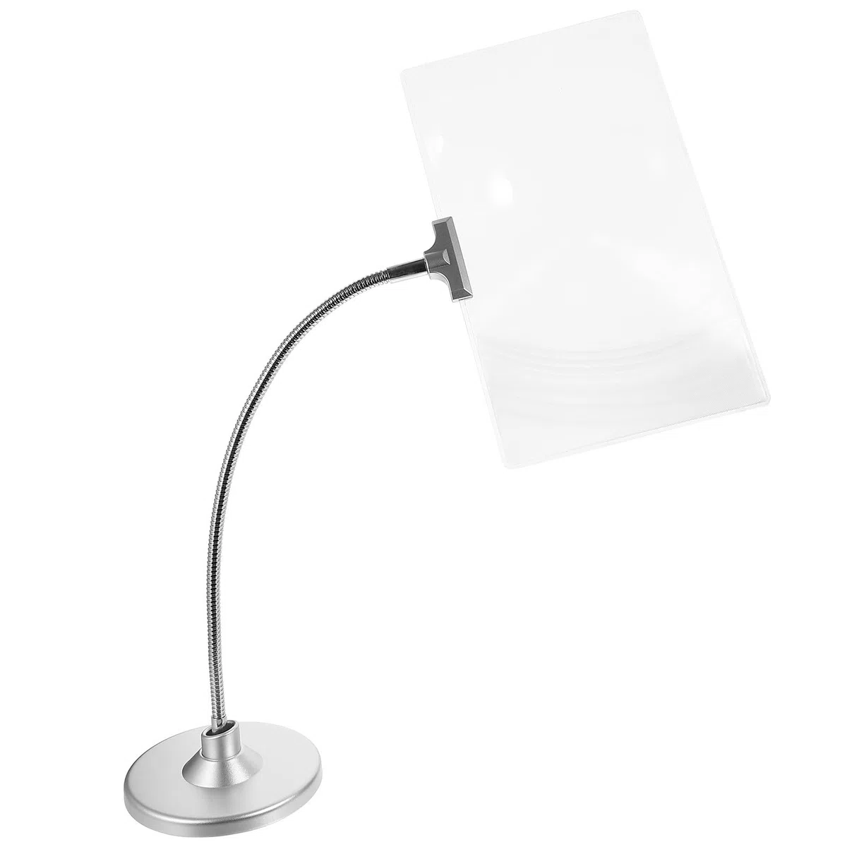Cabilock Lupa de Lectura de Escritorio con Lente Fresnel 4X Tubo Flexible Ajustable Soporte Metálico Plateado para Trabajos Manuales y Bricolaje en Oficina y Hogar