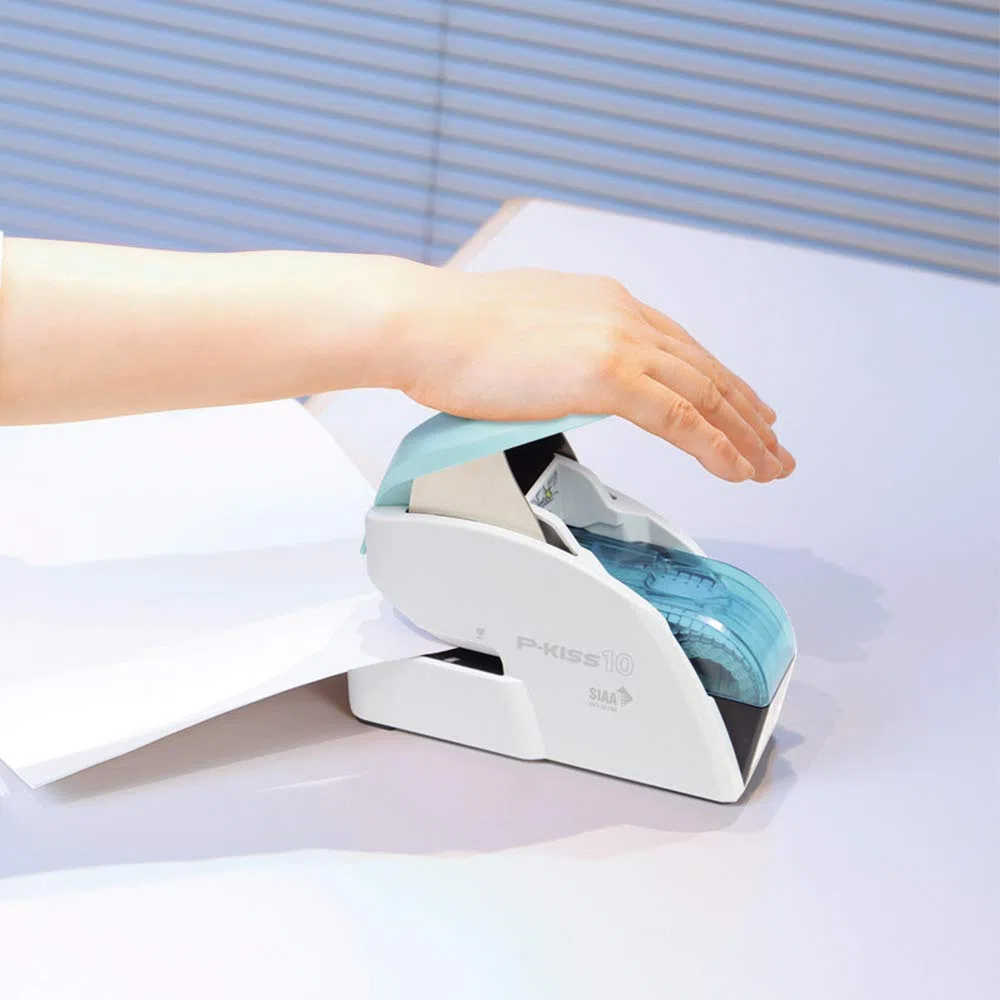 Grapadora de Grapas de Papel MAX PH-10DS (P-KISS 10), azul.