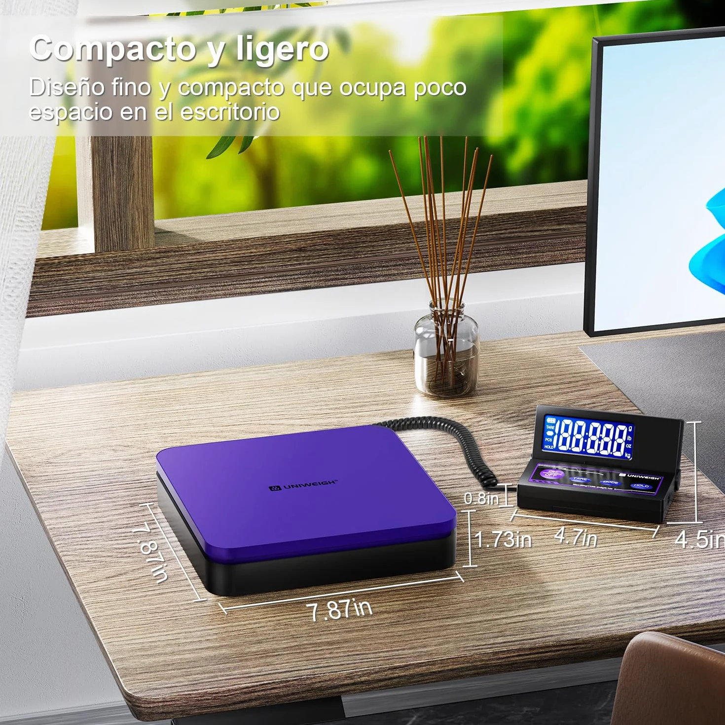 UNIWEIGH Báscula de envío digital de 110 lb/0.1 oz precisa,báscula postal con 5 unidades/LCD/Tara/función de retención,báscula de envío para paquetes de pequeñas empresas,Incluye batería y Cable USB