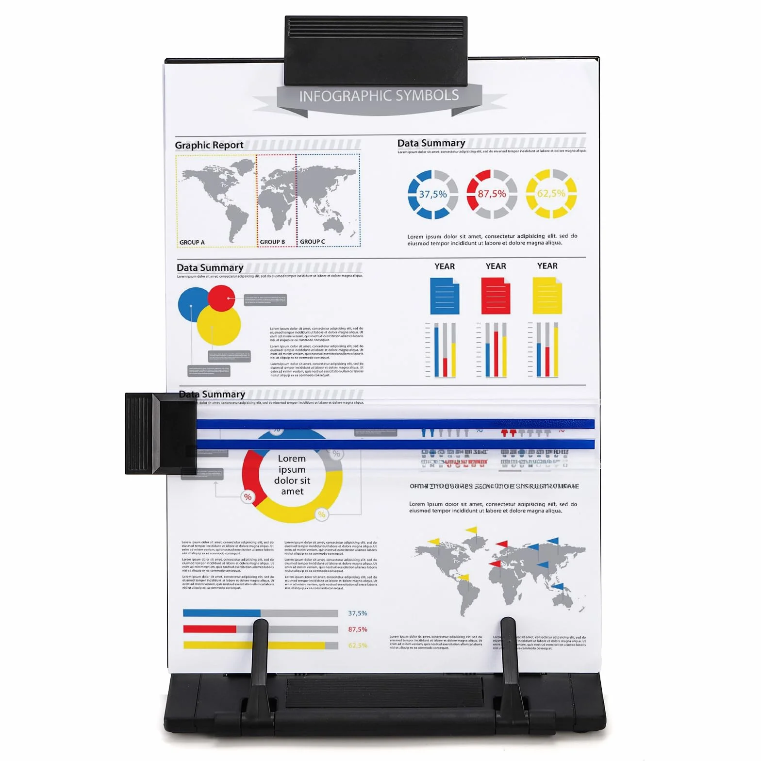 Lawei set de 2 Soporte para documentos de sobremesa con pinza ajustable y guía de líneas - Atril para documentos, cartas, legal y A4, hasta 150 hojas