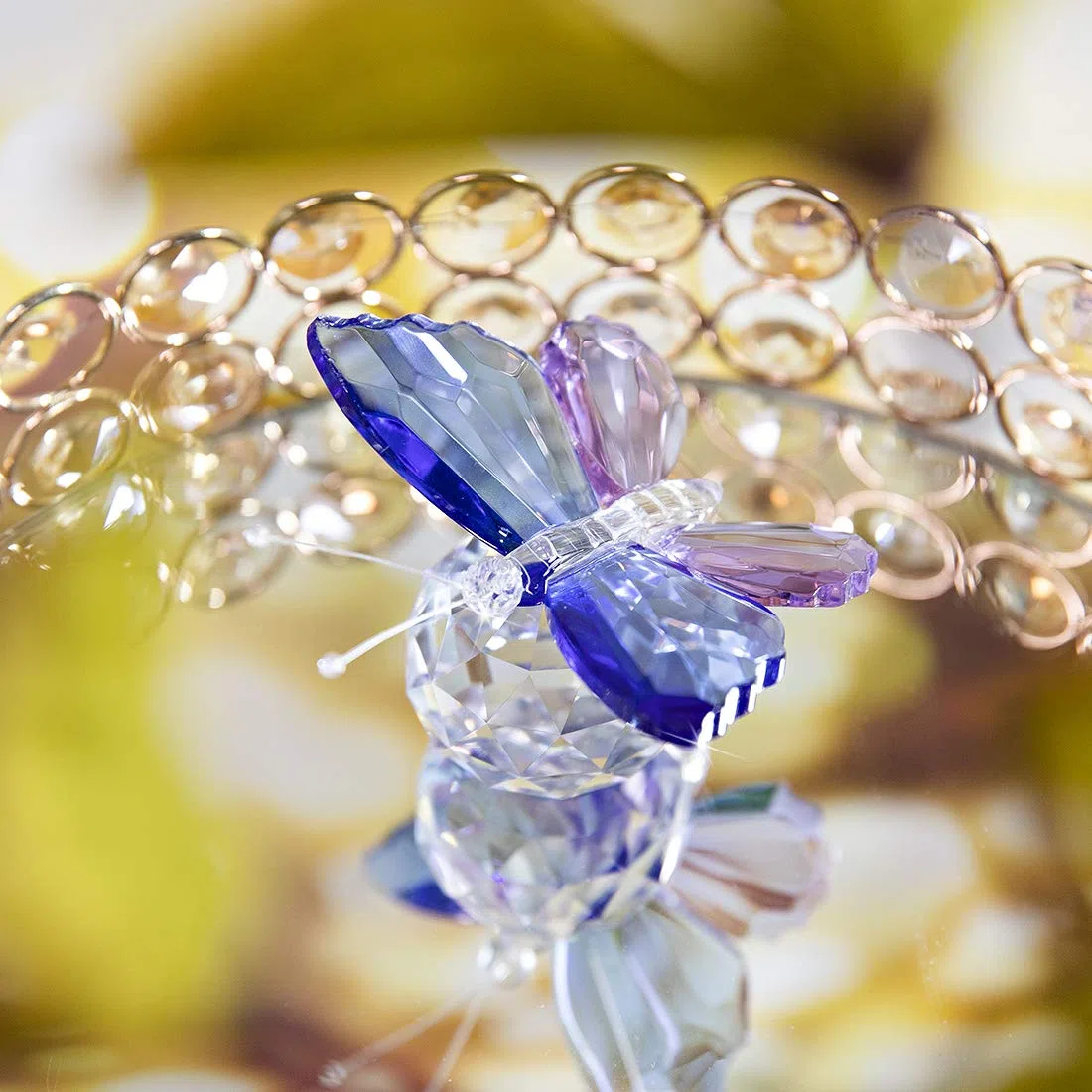 H&D Hyaline&Dora Mariposa de cristal azul y morado con base de bola, adorno decorativo de pisapapeles para sala de estar, regalos de cumpleaños de recuerdo, decoración del hogar