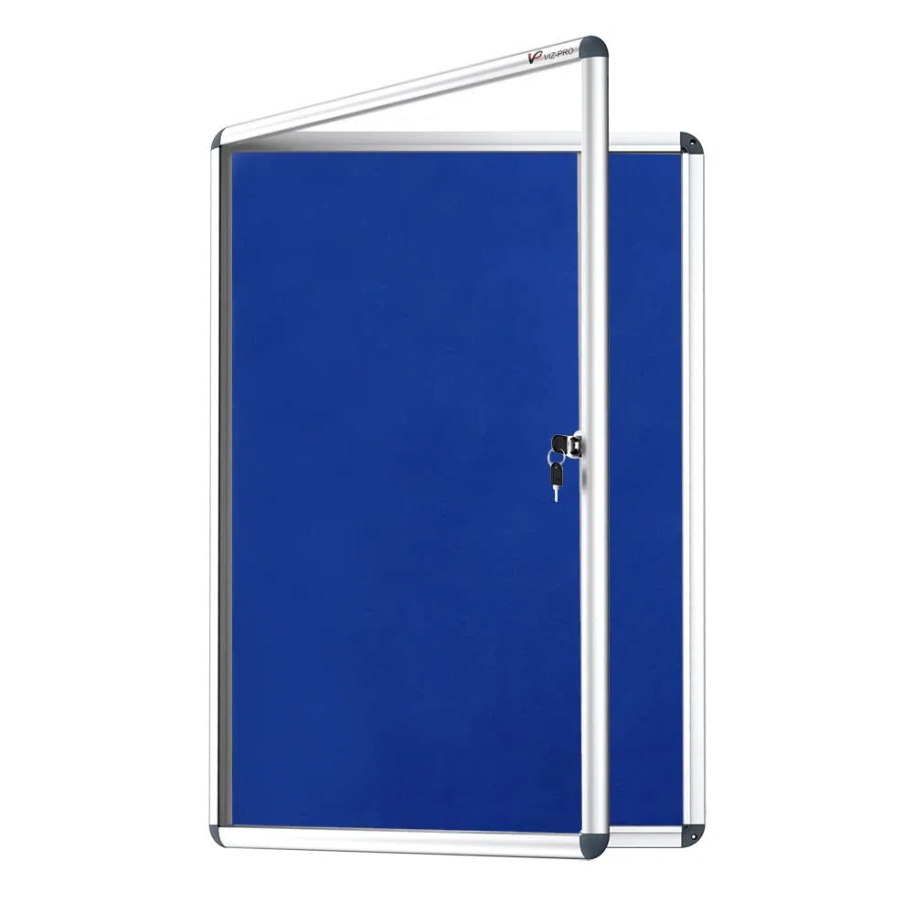 VIZ-PRO Tablón de anuncios con cerradura a prueba de manipulaciones,Clase 1 fuego resistente, 900 x 600mm