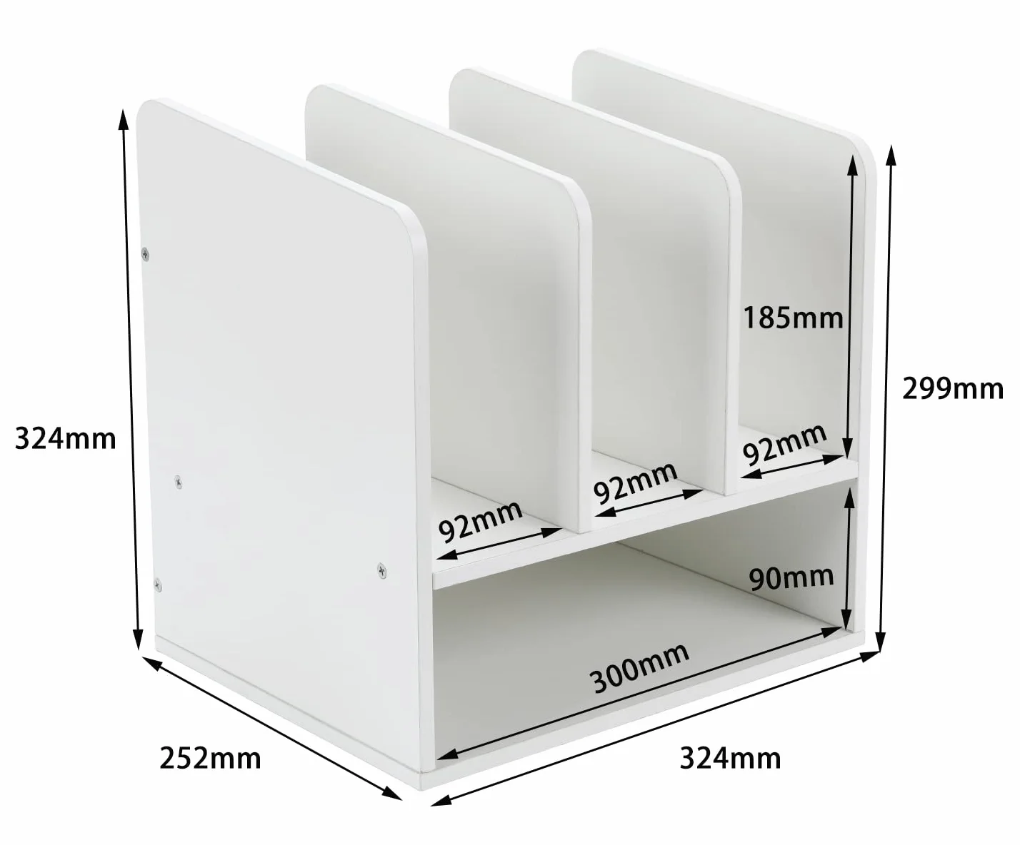 EasyPAG Organizador Escritorio Madera A4 4 Compartimentos Bandeja Documentos Blanco