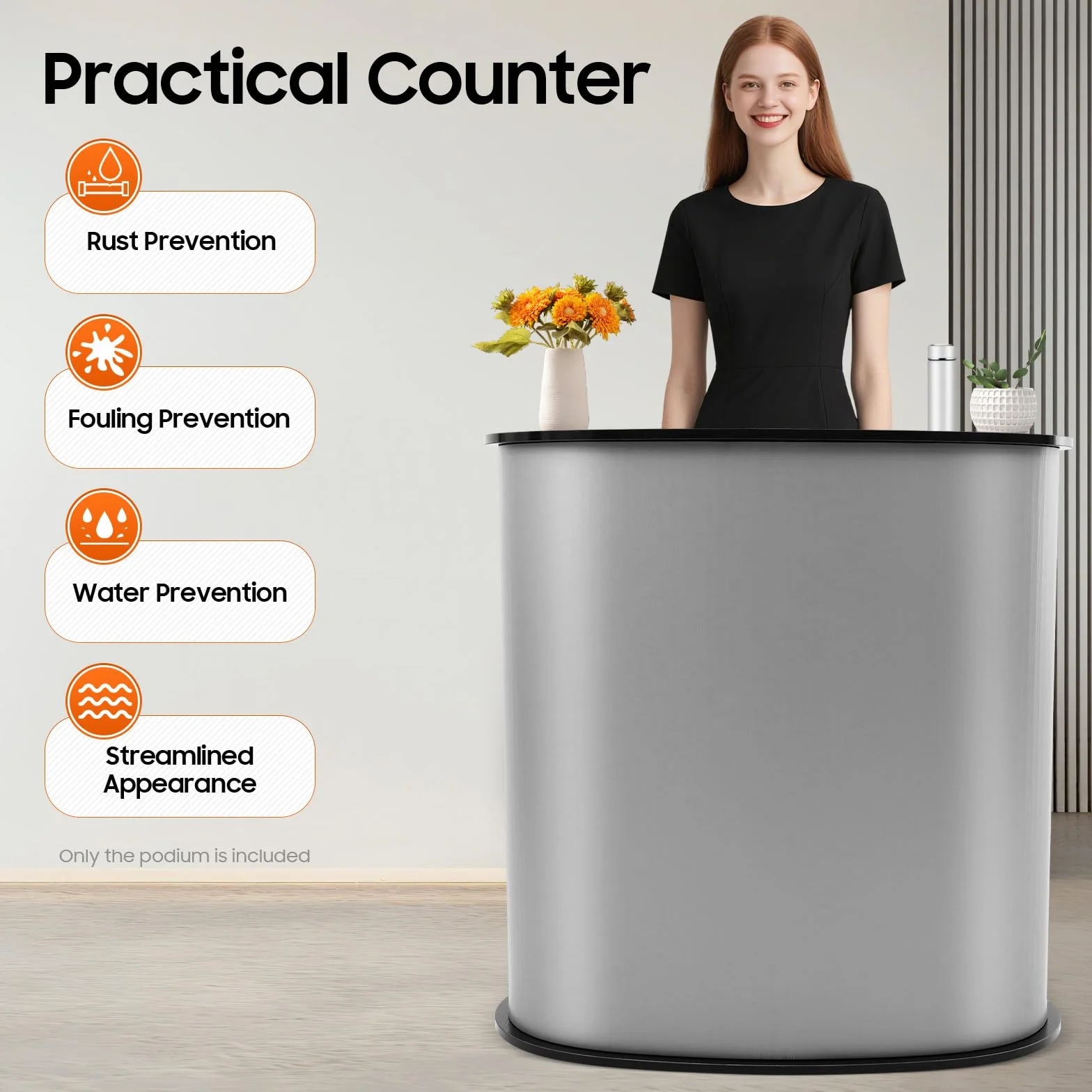 Meseta plegable de recepción 40 x 90 x 90 cm capacidad de carga 50 kg con compartimento de almacenamiento