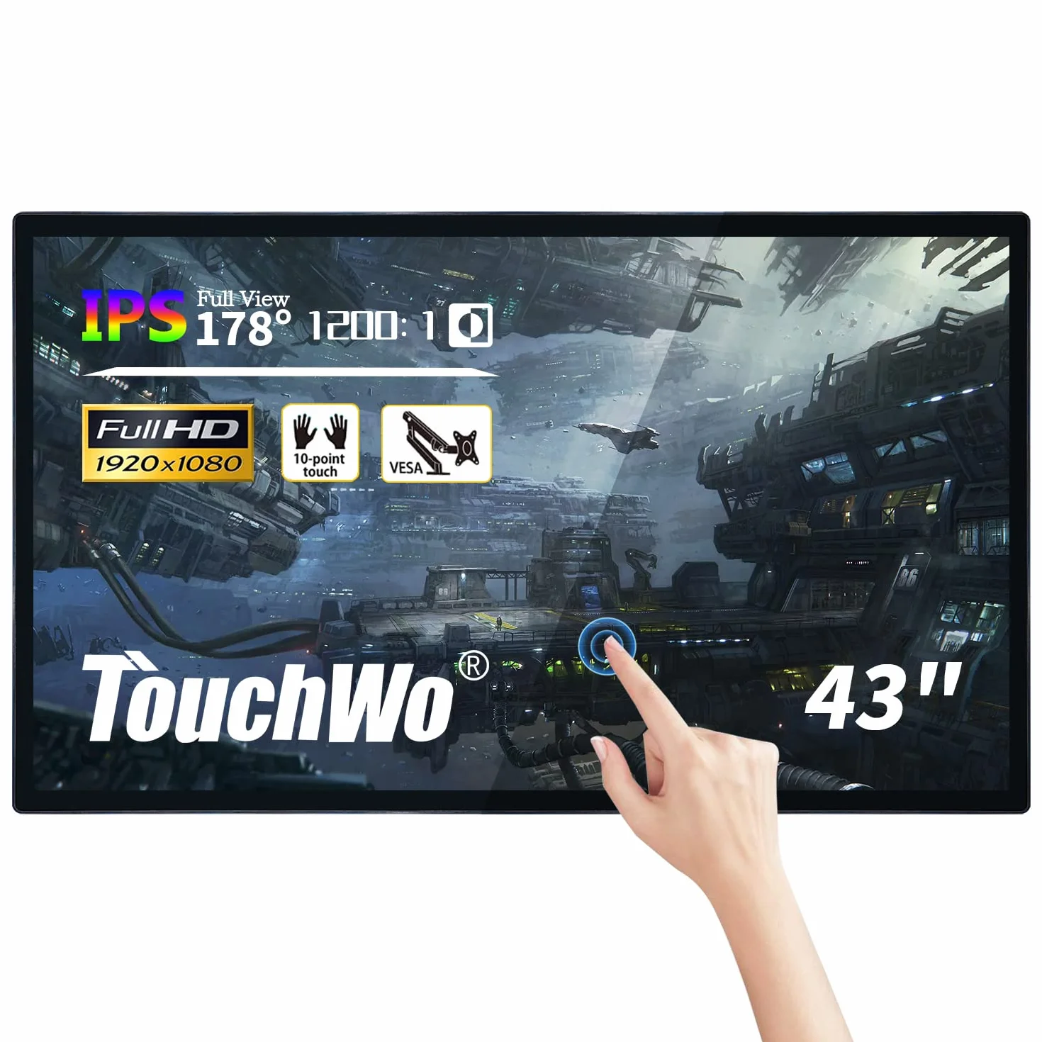 Pizarra Inteligente táctil 43 Pulgadas, Pizarra interactiva y Smart TV 16:9 FHD 1080P, PC Todo en uno con Windows 10 para la Industria, la Oficina y el Aula, Pantalla de Monitor Vertical