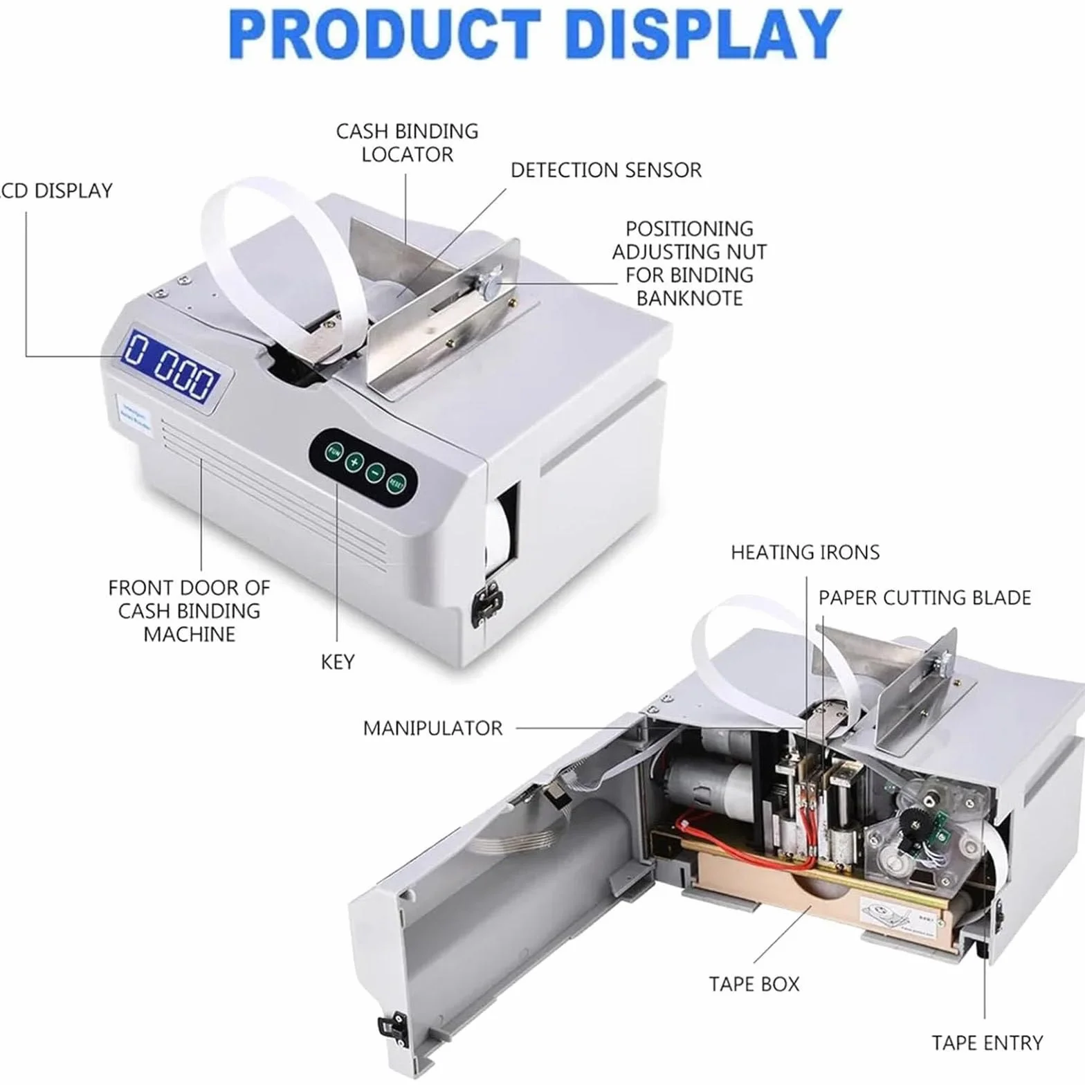 Máquina automática para empaquetar billetes, máquina para empaquetar efectivo rápidamente, máquina para empaquetar billetes escritorio con pantalla LCD, para finanzas y cajeros.