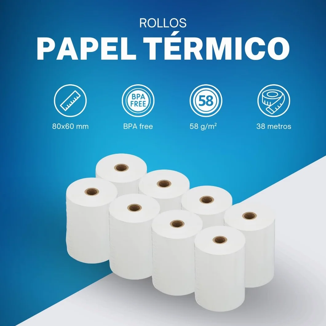 Rollo Papel Térmico Para Impresoras TPV Y Datáfonos 80x60 Caja de 96 Rollos