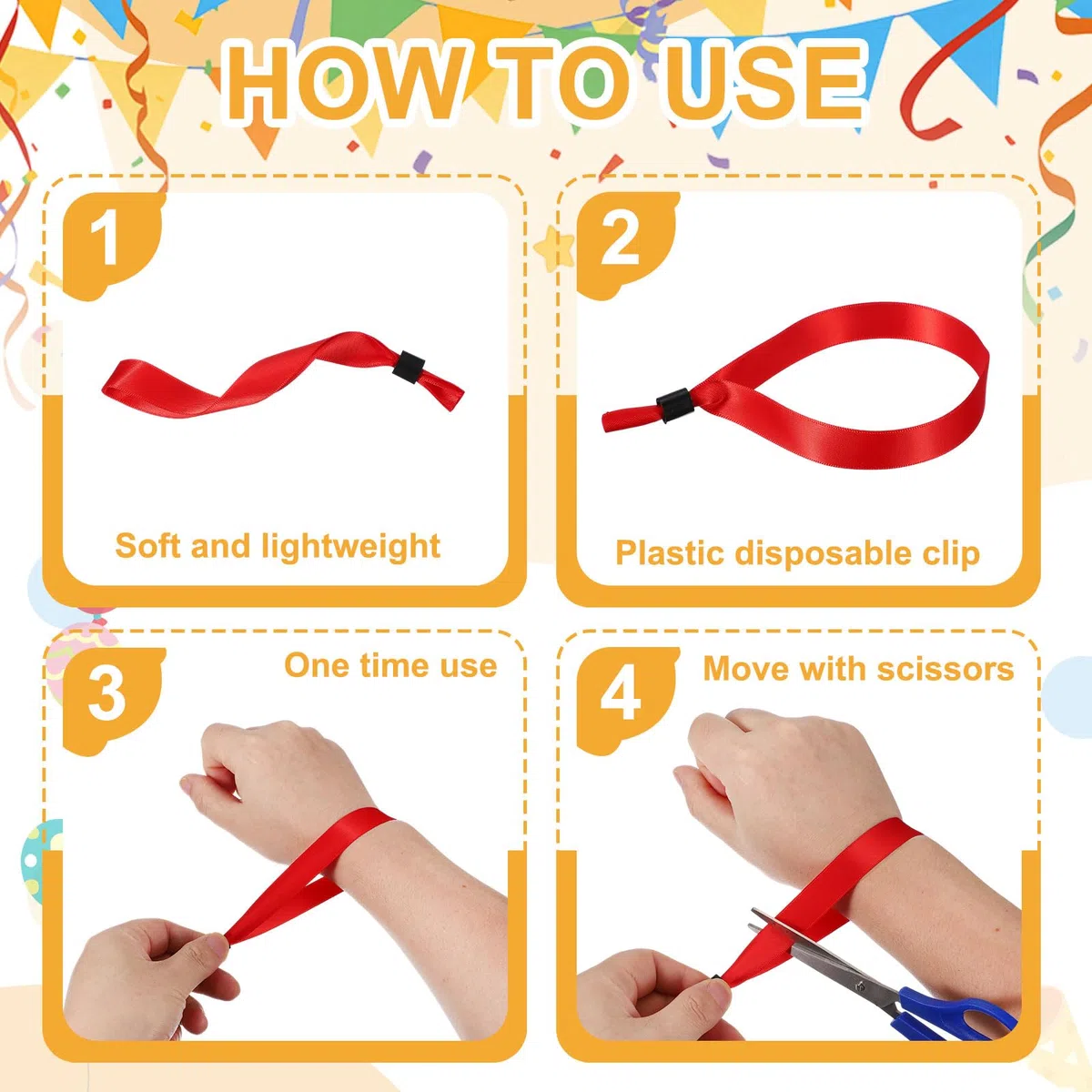QUARKZMAN 100 Pcs Pulseras De Tela Para Eventos, Pulseras Desechables Para Fiestas, Conciertos, Actividades, Clubes, Festivales, Admisión, Eventos, Verde