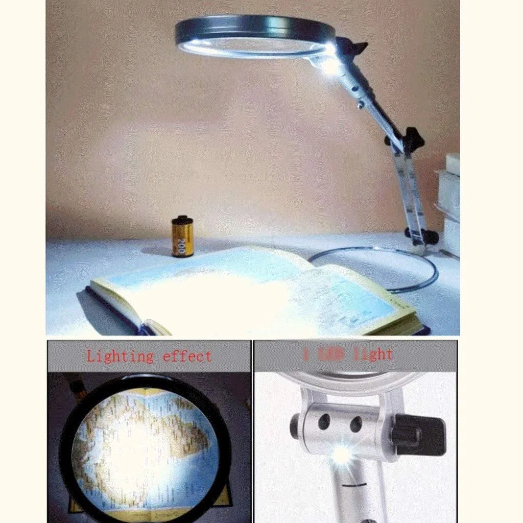 Lupa de Escritorio con Lupa Flexible, lámpara de Lupa iluminada para Lectura, Pasatiempos, Manualidades, Banco de Trabajo, Costura, diseño de joyería