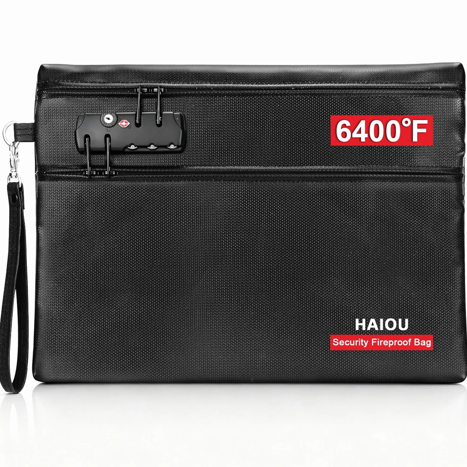 Bolsa de Documentos Resistente al Fuego de 6400°F con Cerradura de Combinación - Bolsa para Dinero Resistente al Calor para Efectivo, Pasaportes, Escrituras, Teléfonos, Bolsa Impermeable Resistente al