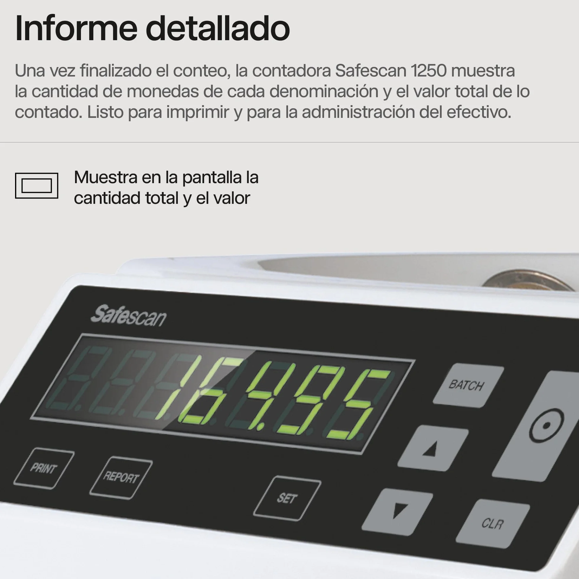Safescan 1250 Contadora de monedas clasificadora cuenta valor monedas euro
