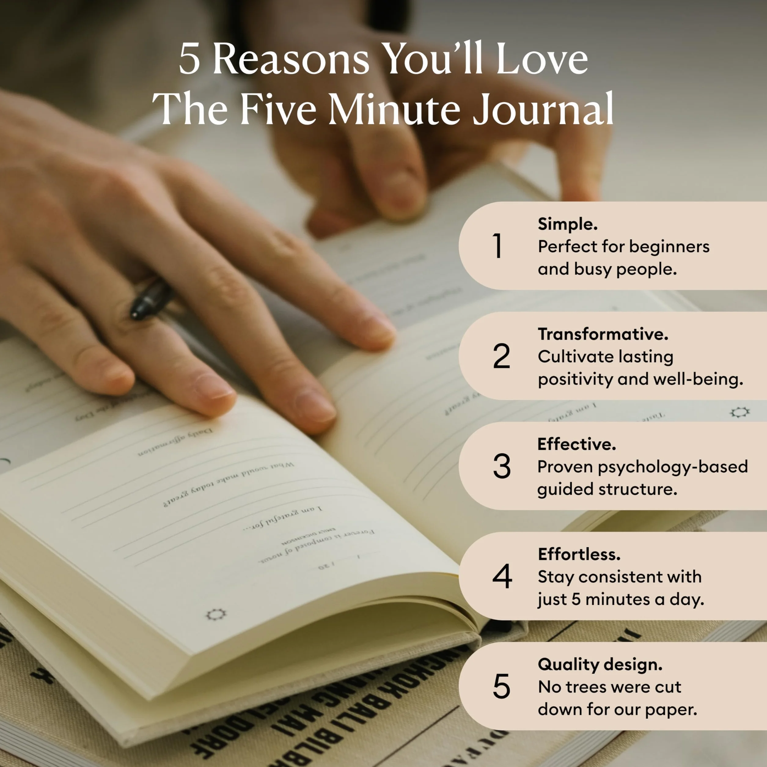 Intelligent Change The Five Minute Journal Original Daily Gratitude Journal for Happiness Mindfulness Reflection Daily Affirmations Undated Life Planner