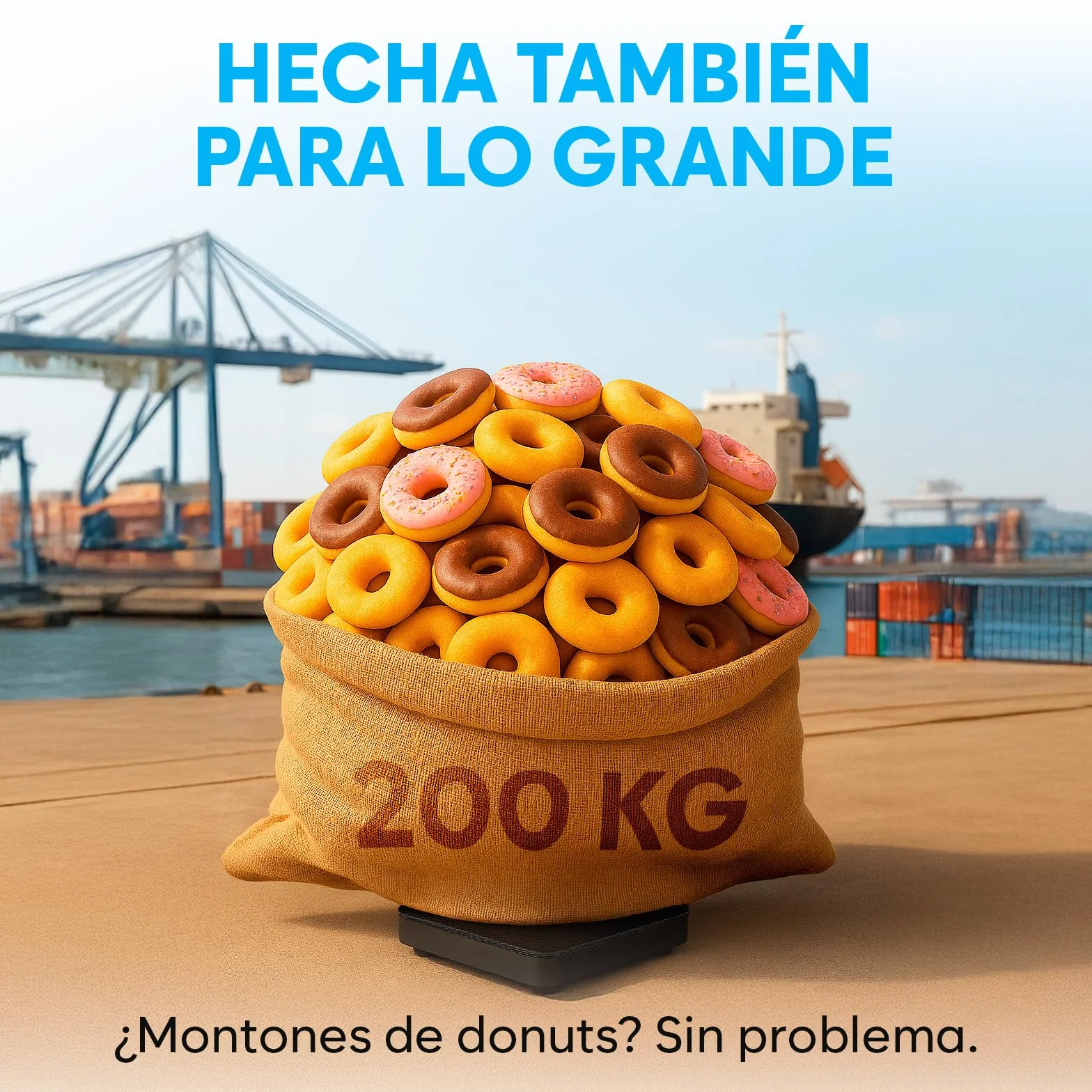 Bascula Industrial 200 kg/10 g Alta Precisión Retención Tara Batería Cable Alfombra Negra