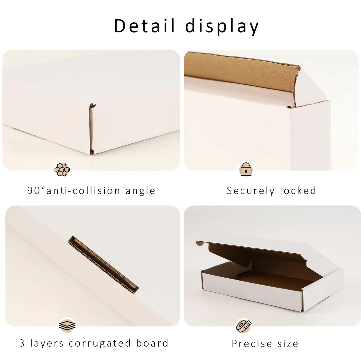 BIOBROWN Cajas de cartón corrugado blancas para pequeñas empresas, comercio electrónico y envoltorio de regalo, 18 x 13 x 2,5 cm (50 unidades)