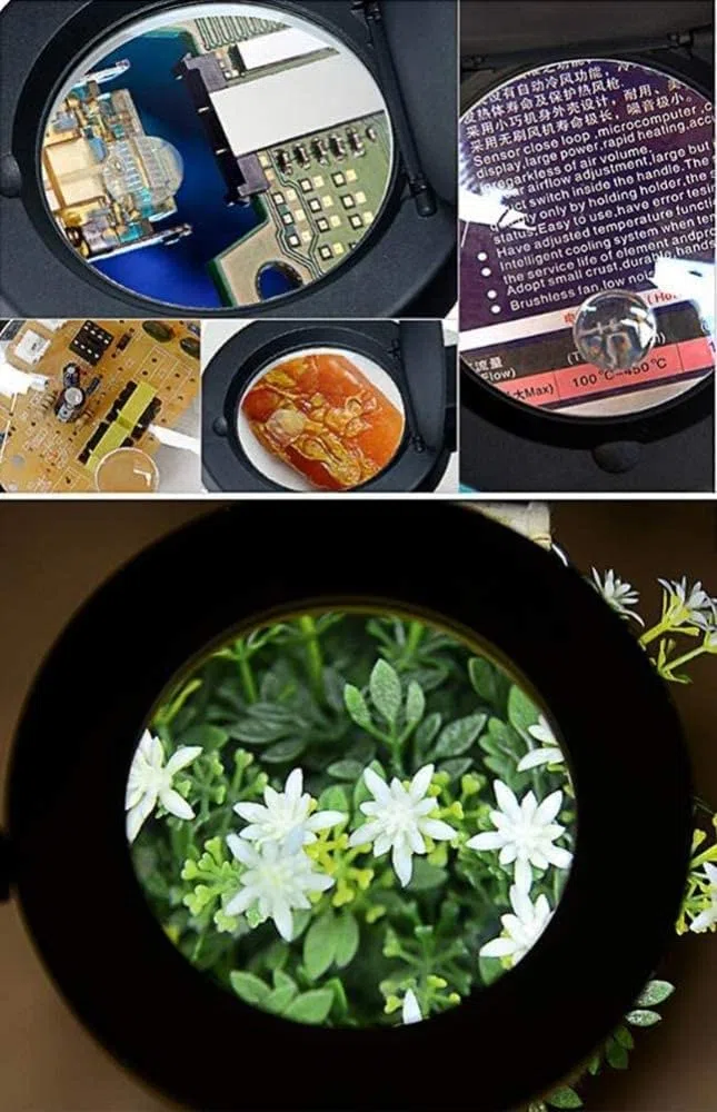 Lupas, 5X 80 Mm, Lupa Manos Libres con Soporte para Lámpara Escritorio de Mesa Ajustable en Altura con Lupa Iluminada para Lectura, Manualidades, Pasatiempos, Workbeh Vision