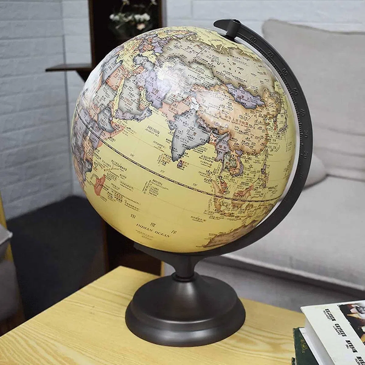 Globo terráqueo de 12 pulgadas, mapa en relieve elevado, luz nocturna recargable con soporte de escala de metal y base, globo con mapa en relieve, decoración del hogar (Size : Blue)