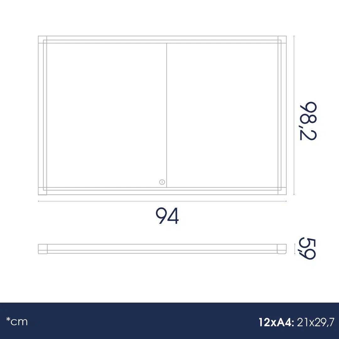 Danieli Store | Tablón Magnético de Pared para Interiores en Aluminio con Puertas Correderas de Vidrio Templado de Seguridad ESG para Oficina y Edificio Residencial. Cerradura con Llaves. (12xA4)