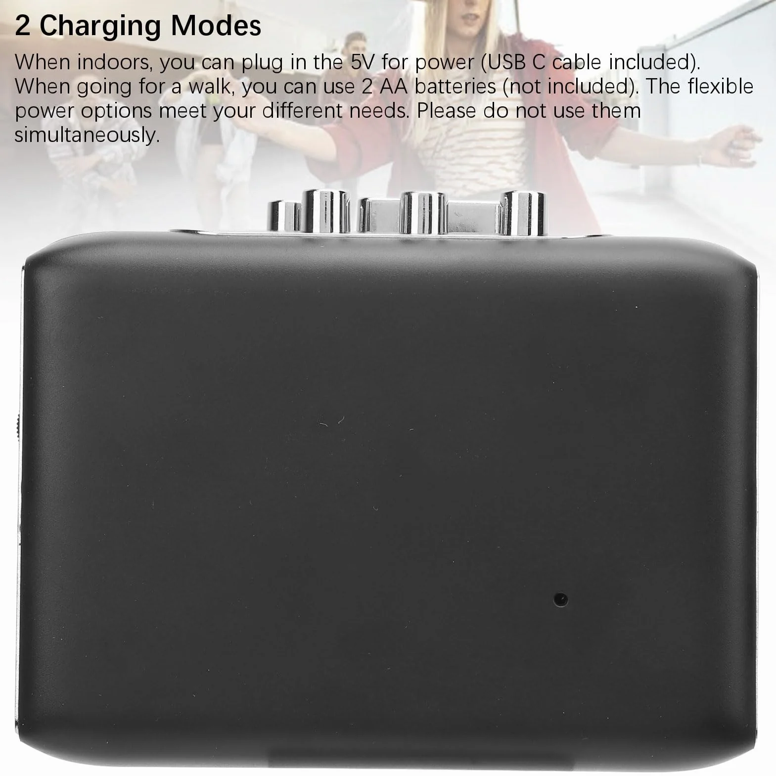 Przenośny odtwarzacz kaset USB-C konwerter MP3 z mikrofonem i słuchawkami Jack Czarny