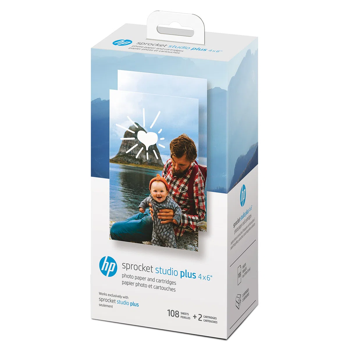 HP Sprocket Studio Plus de 4x6” Papel fotográfico y cartuchos (incluye 108 hojas y 2 cartuchos) - Compatible SOLO con la impresora HP Sprocket Studio Plus