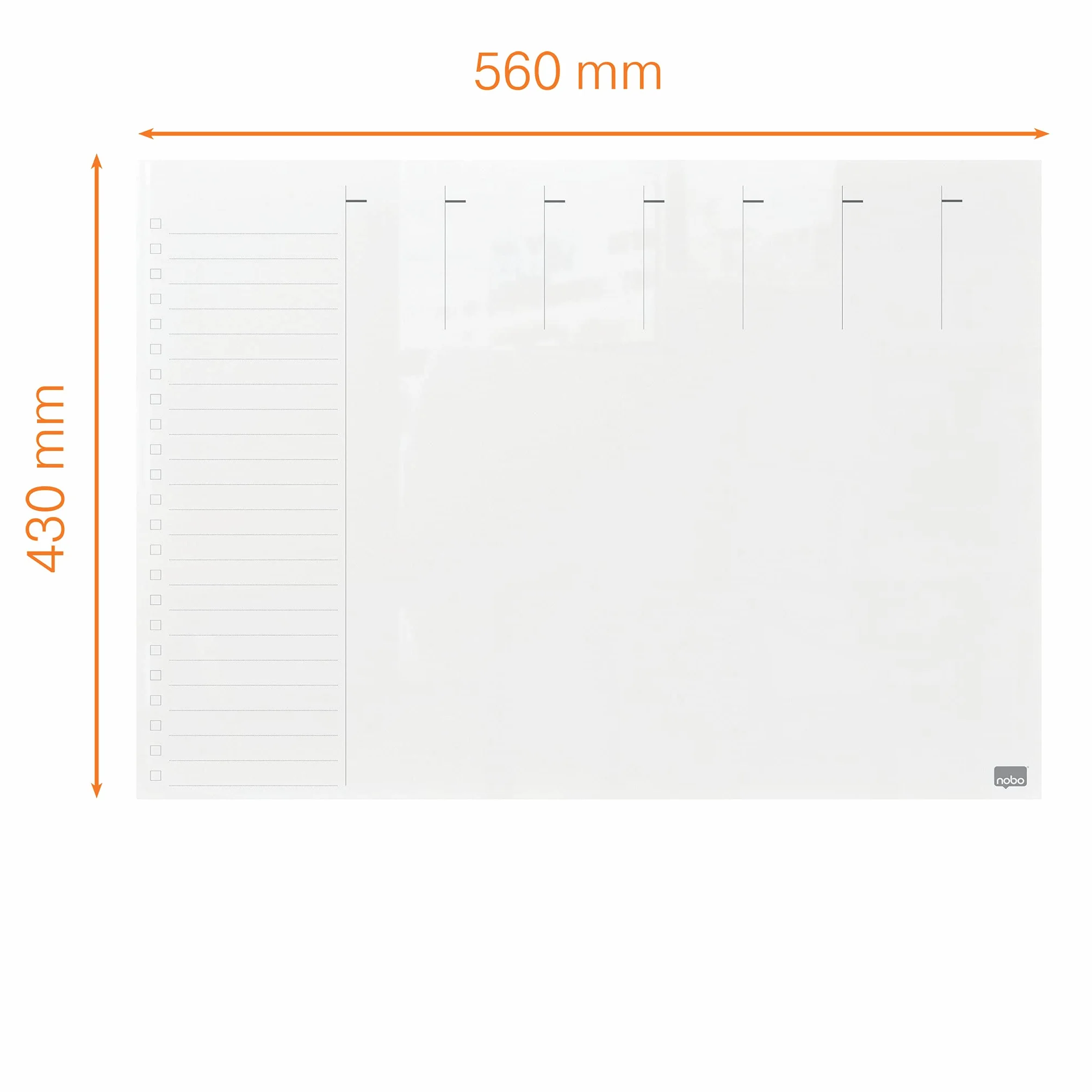Nobo Pizarra Magnética de Cristal 430x560mm Semanal Sin Marco Oficina Casa