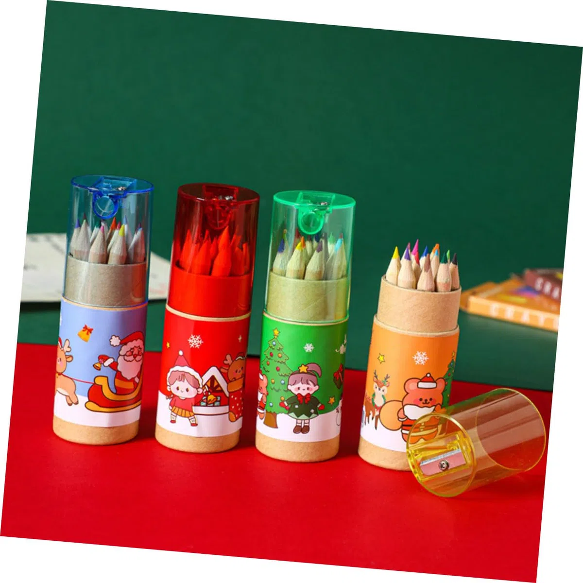 SHINEOFI 5 Series 12 Lápices De Lápices De Dibujo Navideños Con Goma De Borrar Aula Navidad De Preescolar Lápiz De Dibujo Lapiz Cajas Madera 4 Cajas*5