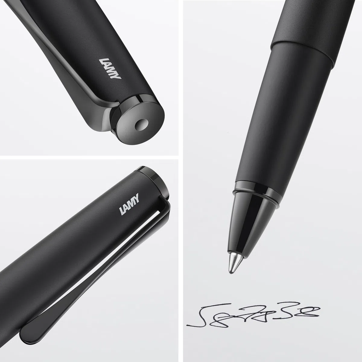 Lamy studio Lx all black roller - cuerpo metálico elegante - con clip helicoidal y ancho de trazo M - con recambio M 63 en negro