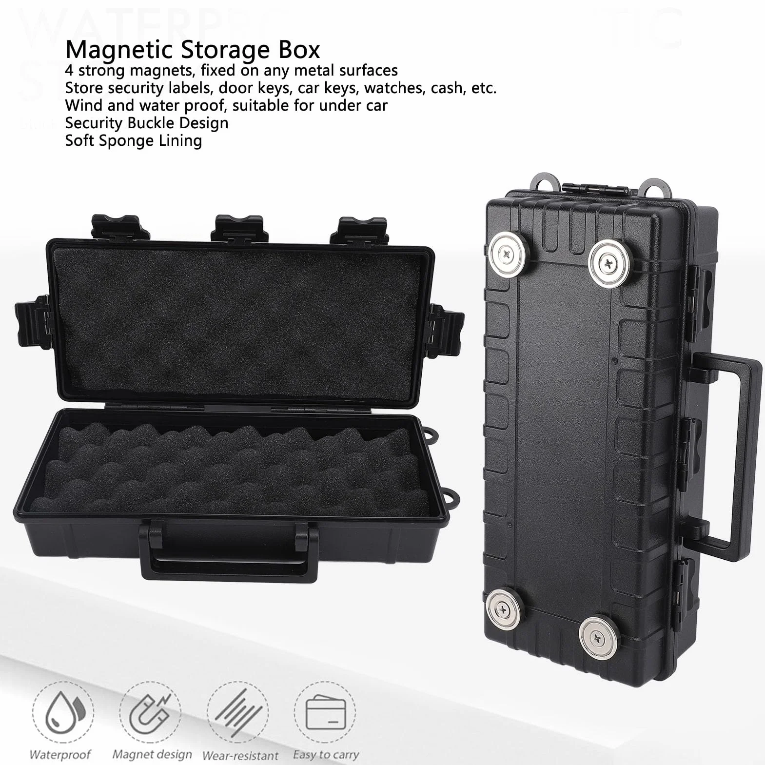 Yunir Caja de Llaves Magnética, Soporte Magnético Portátil con 4 Imanes Fuertes, Soporte para Llaves Oculto a Prueba de Agua