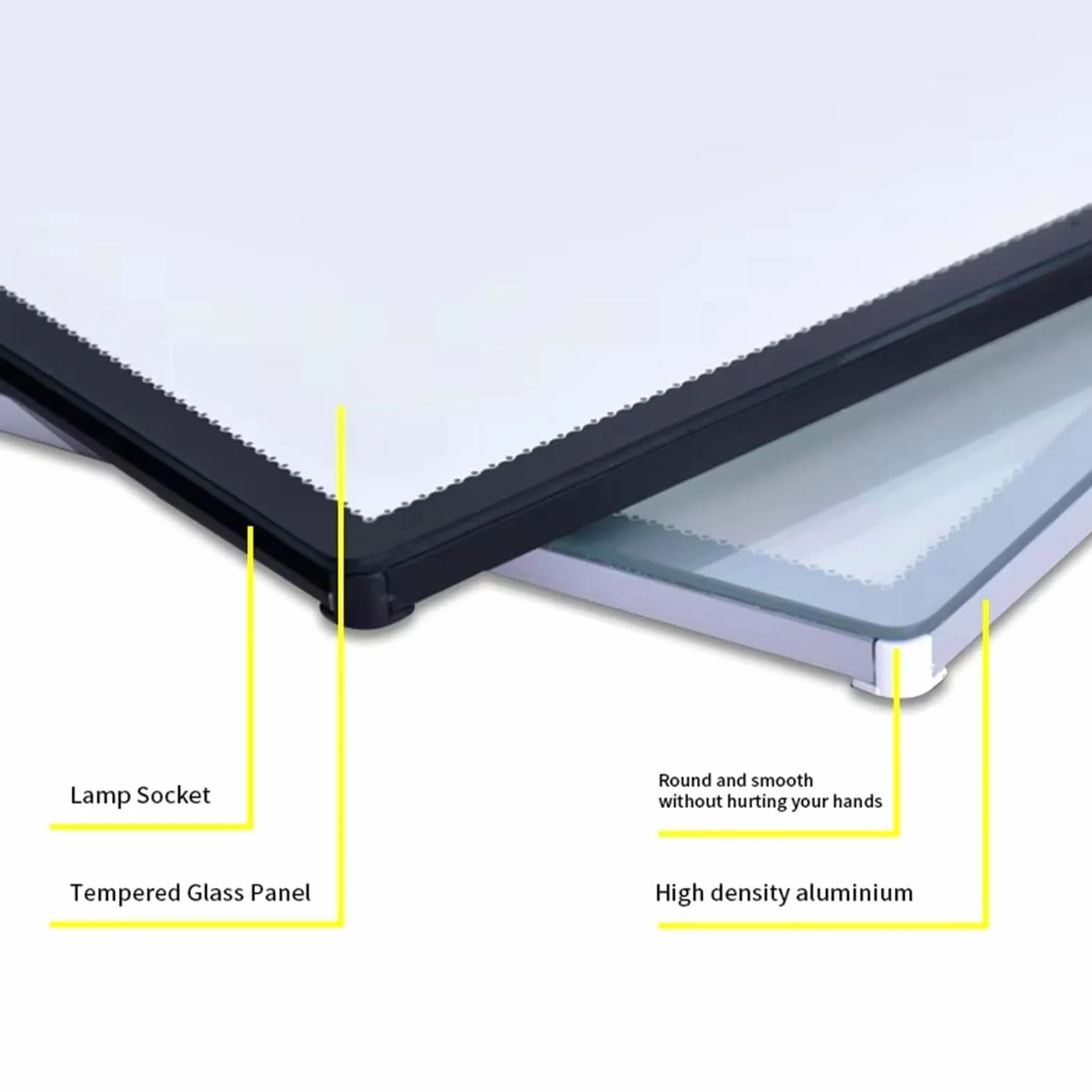 Caja de luz LED, marco de exhibición publicitaria montado en la pared - Tablero de menú iluminado de vidrio templado ultradelgado para restaurantes, bares, tiendas, cafeterías black A3