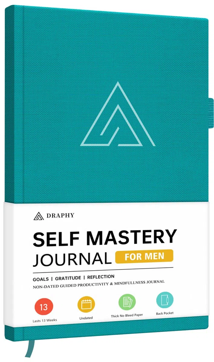 Diario de autodominio para hombres, diario de gratitud y productividad para más felicidad, positividad, crecimiento, atención plena, cuidado personal y reflexión, diarios inspiradores guiados