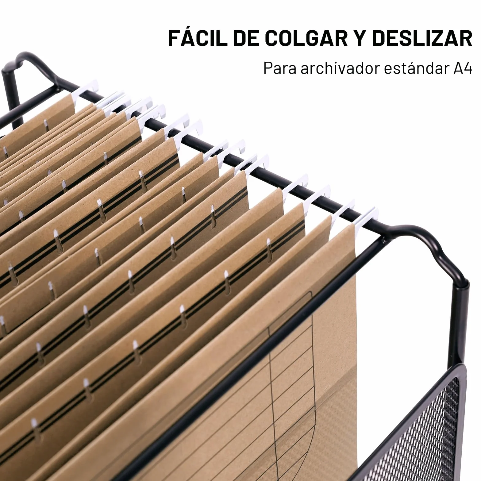 Carpeta Colgante DIN A4 de Papel Kraft 25 Piezas con Pestañas Plásticas y Tarjeta en Blanco Marrón
