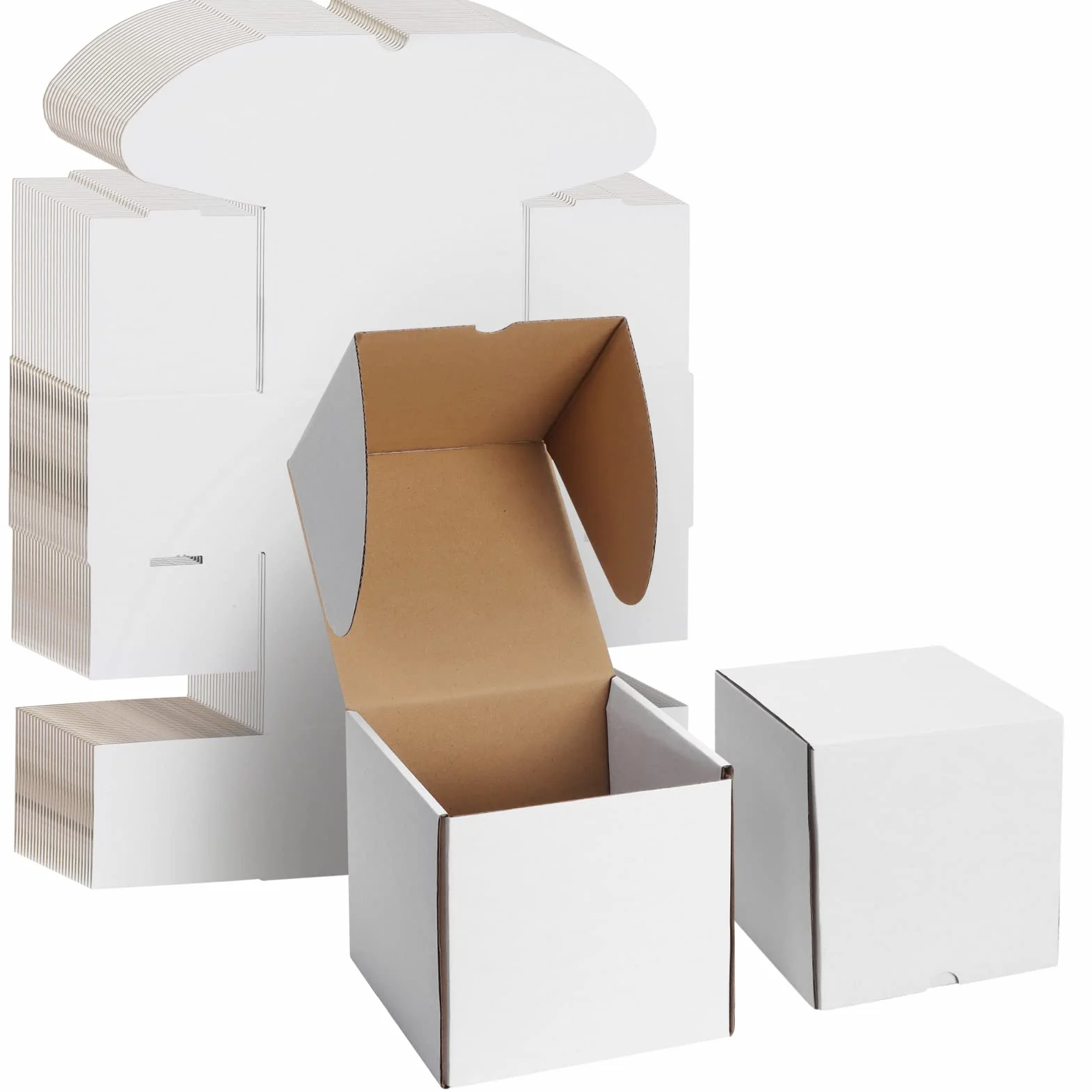 EYMPEU 15,3x15,3x15,3 cm(6x6x6 in) Cajas de Carton, 20 Pack Blanco, Cajas Pequeñas de Cartón Ondulado Kraftlo