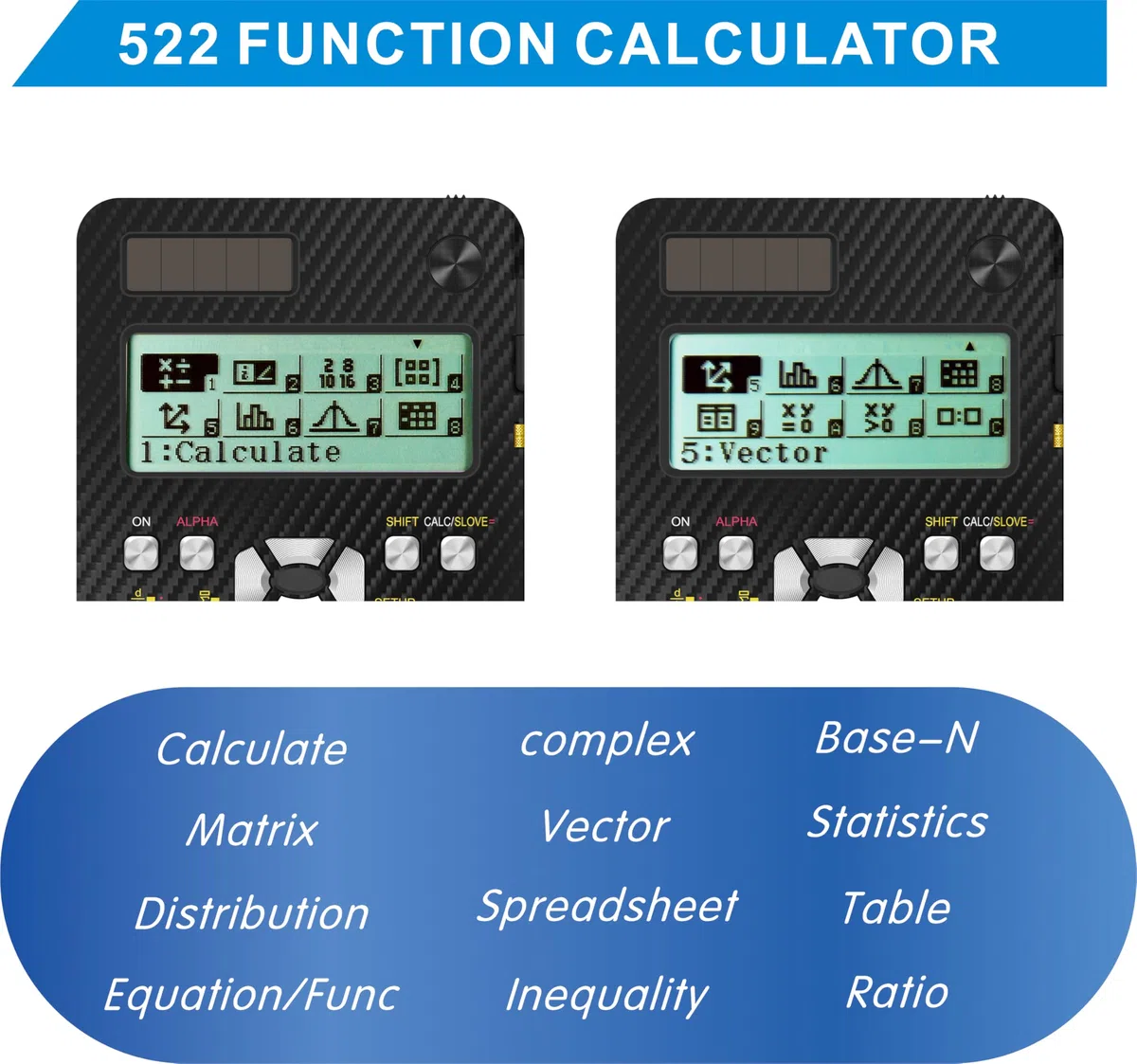 iPepul Calculadoras científicas, calculadora Solar Recargable Tipo C con 552 Funciones y Bloc de Notas, Suministros Escolares para Estudiantes de Secundaria y universitarios, 991EX (Negro)