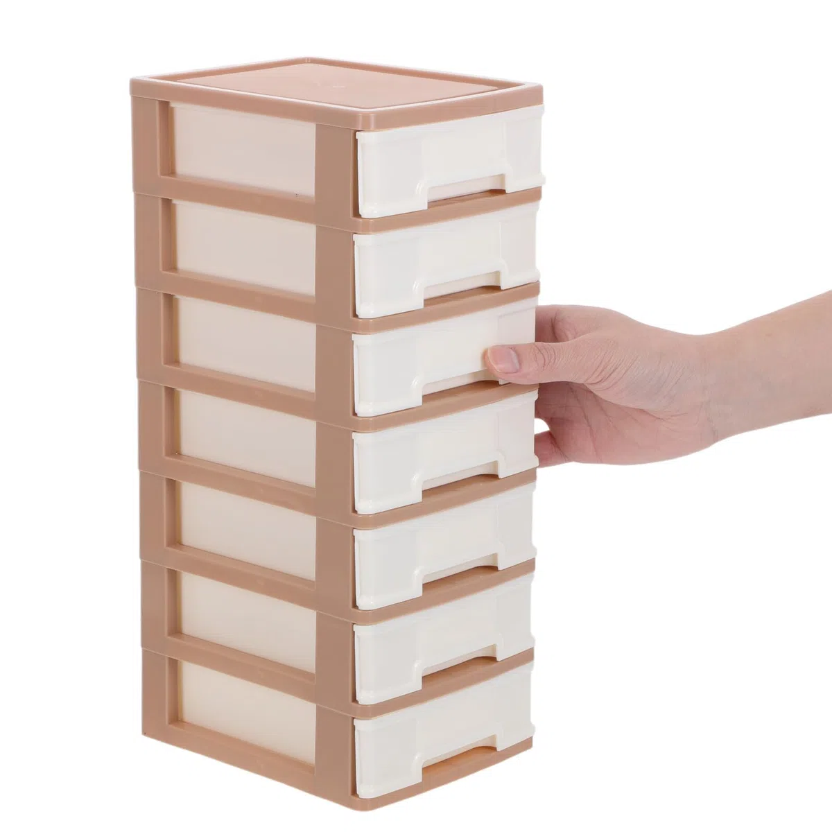 Organizador de Escritorio de Plástico 7 Cajones Marrón | Diseño Multicapa de Almacenamiento, Estructura Resistente, Uso Versátil, Adecuado para Apartamentos Pequeños y Dormitorios