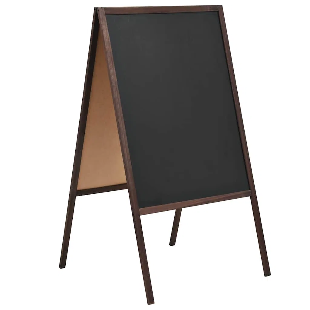 Pizarra de doble cara de madera de cedro independiente 60 x 80 cm para presentación, enseñanza, escuela, oficina, gastronomía, menú, menú, etc