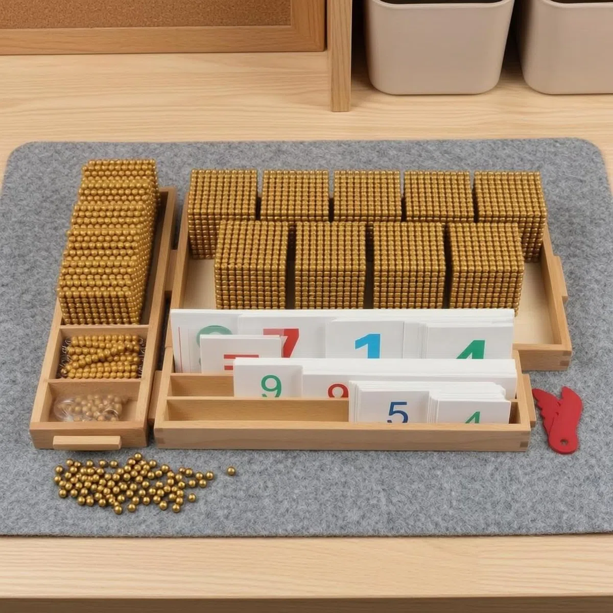 Juego Educativo Auto-Dirigido Base Diez Plástico Set Números y Símbolos Preescolar Aprendizaje, Dorado, Dorado