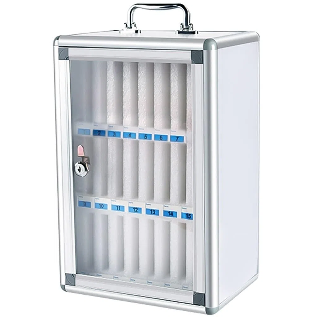 Casillero De Almacenamiento para Teléfono Móvil 6/12/24/36/48/60 Ranuras Caja De Seguridad para Teléfono Móvil Aleación De Aluminio con Cerradura Casilleros para Estudiantes Y Empleados (Color : Silv
