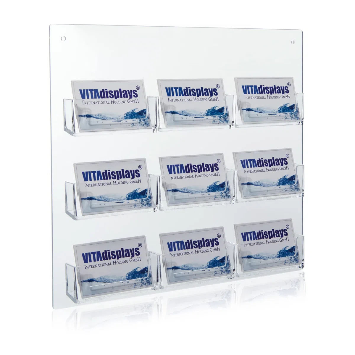 Soporte para tarjetas de visita con 9 compartimentos para montaje en pared