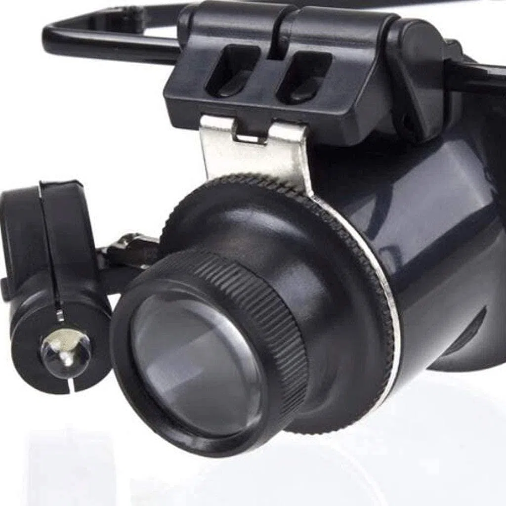 Lupa para diadema con luz LED, pinzas de precisión y 4 lentes intercambiables de 10x/ 15x/ 20x/ 25x con bolsa de almacenamiento para joyería, relojes, lupas de matrimonio