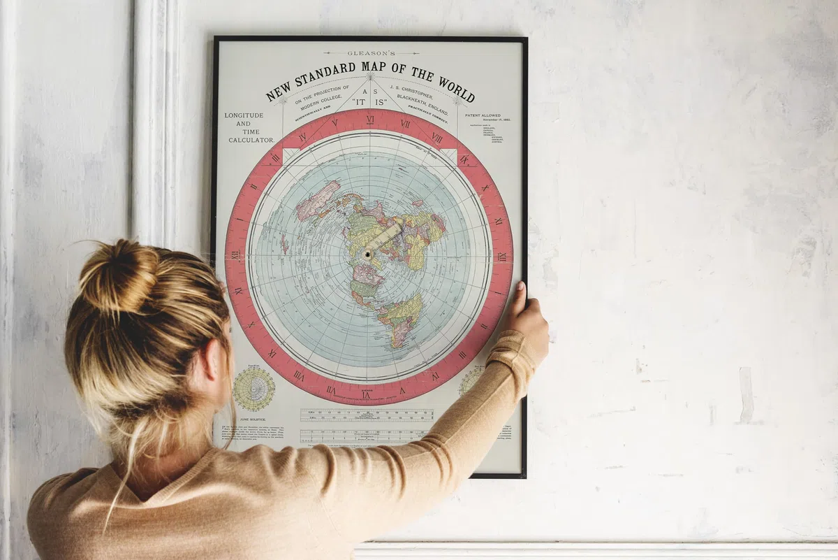 Mapa histórico, 1892 Gleason's New Standard map of The World: on The Projection of J. S. Christopher, Modern College, Blackheath, Inglaterra, arte de pared vintage: 61 x 91 cm