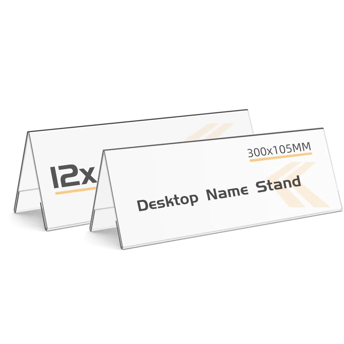 Soporte de Nombre de Escritorio 30x10,5 cm, 12 Piezas Soporte de Exhibición Transparente para Papel A4, Soporte de Tarjetas de Visita de Doble Cara para Reuniones, Bodas, Escritorios