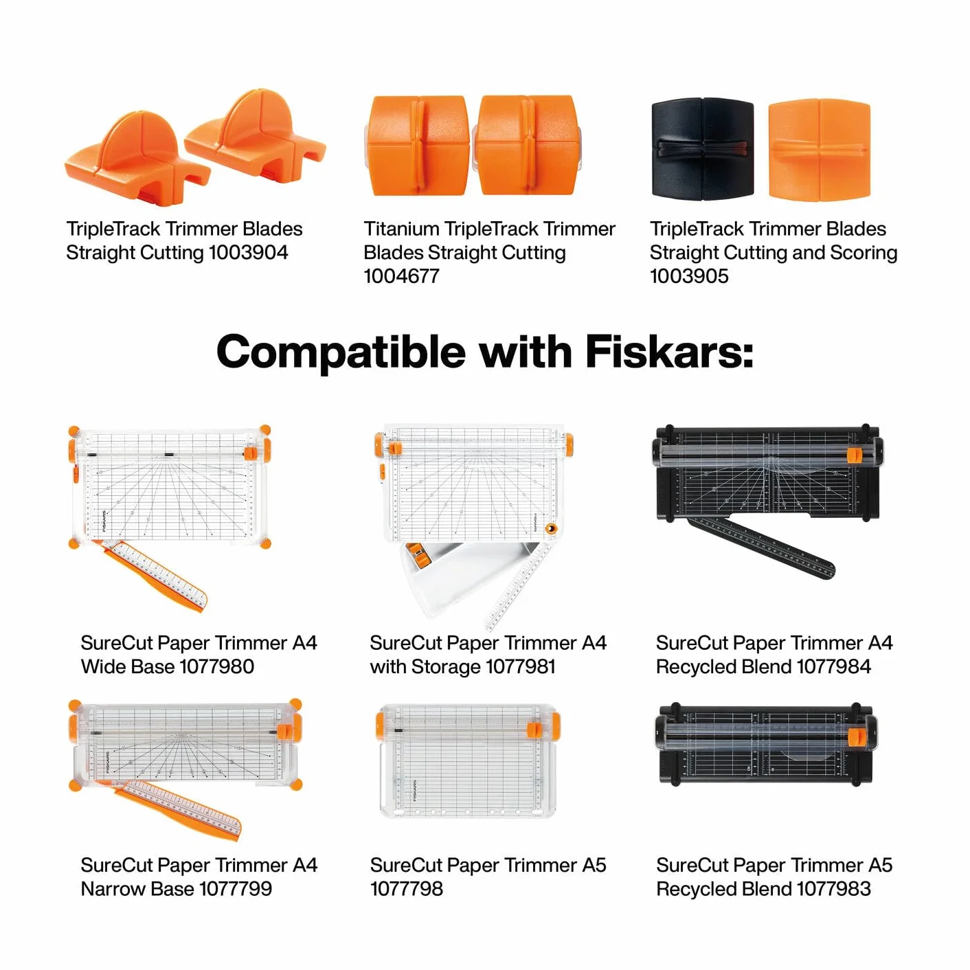 Fiskars SureCut Cortadora de papel, A4, Base ancha, Cortadora de papel con guía de línea de corte, Blanco/Naranja, 1077980.