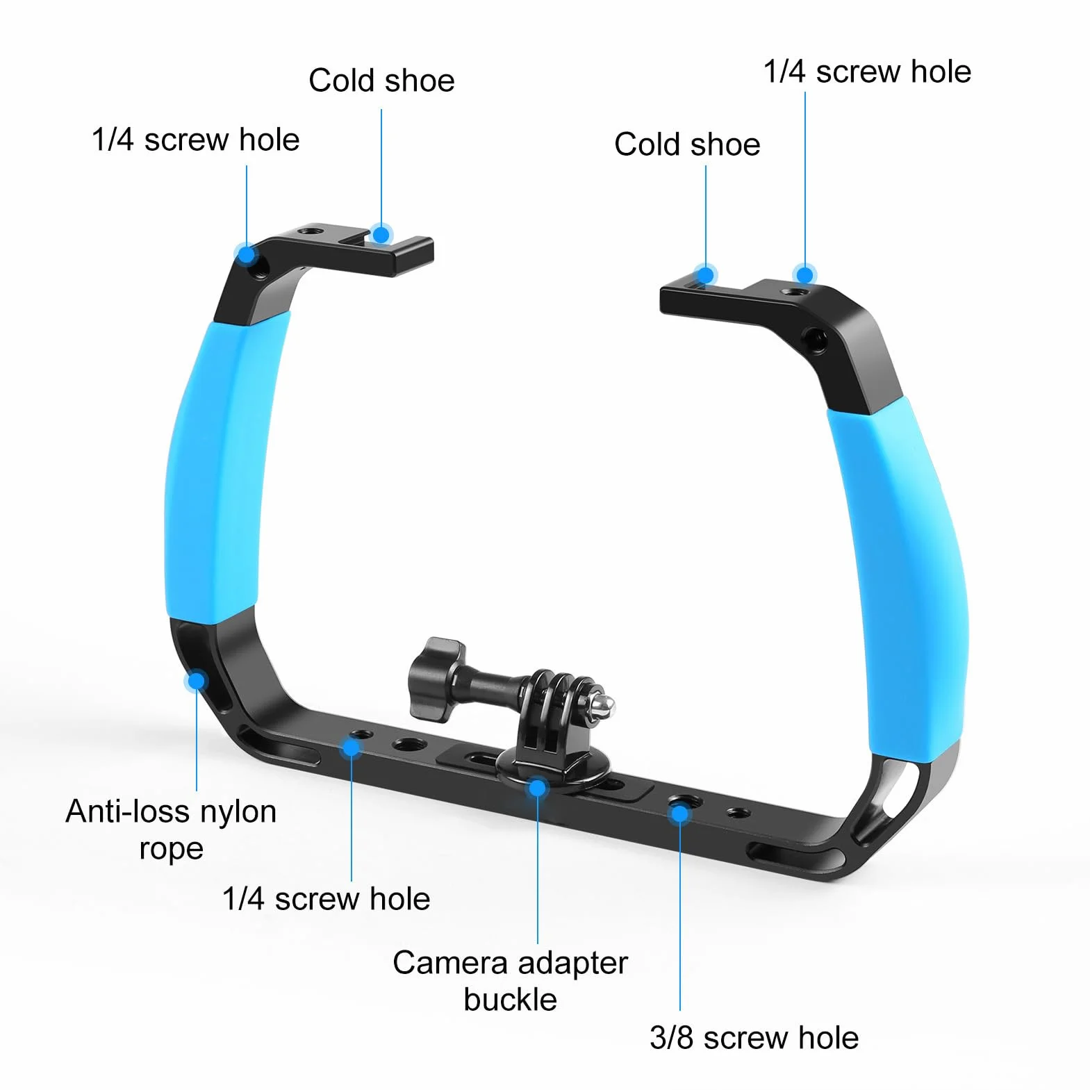 Plataforma de Buceo Subacuático, Estabilizador de Mano, Soporte de Bandeja de Expansión con 2 Zapatas Frías, Orificio para Tornillo de 1/4 pulg., 3/8 pulg., Agarre (Cielo Azul)