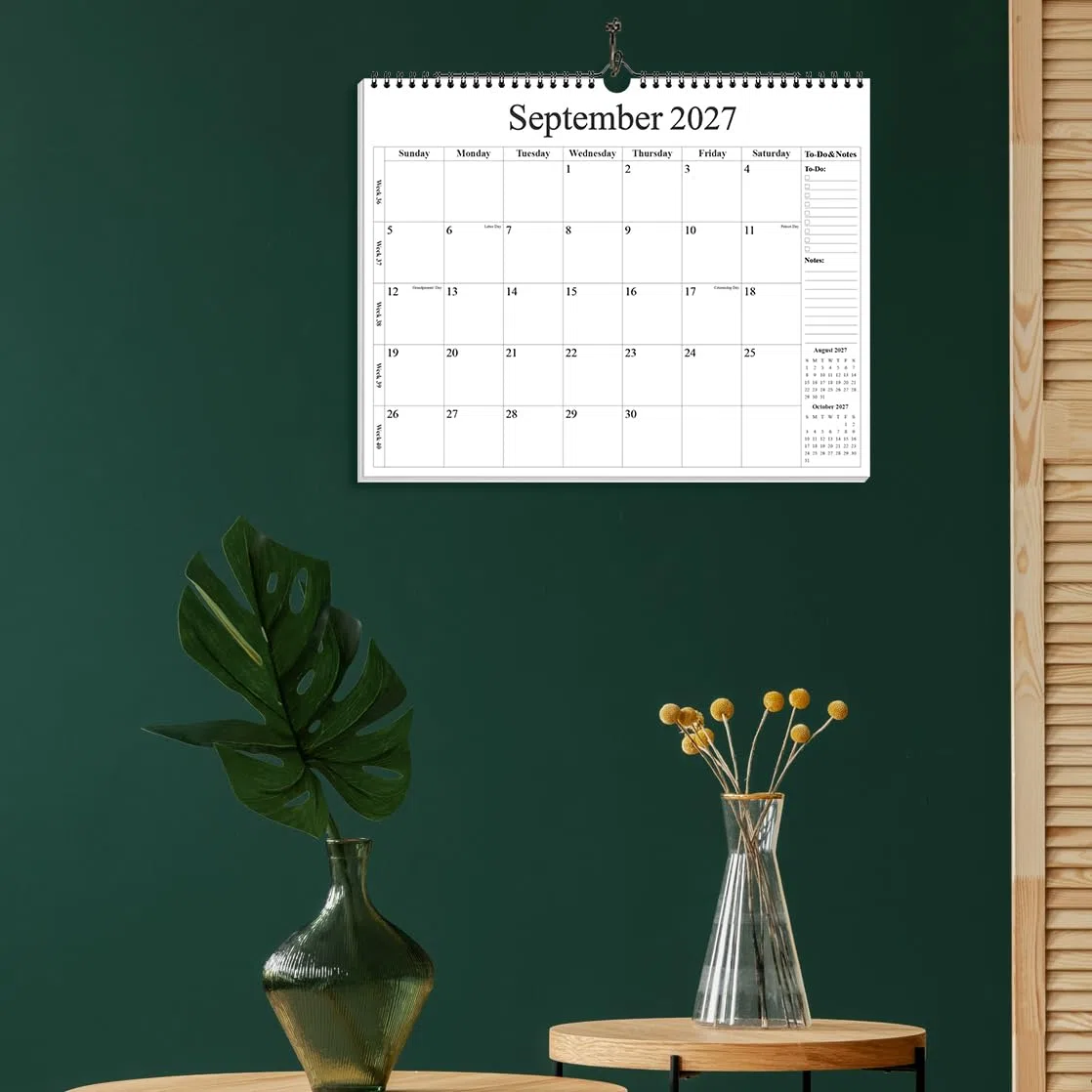 Calendario 2024-2025 – Calendario de pared 2024-2025 de enero de 2024 a junio de 2025, calendario de 18 meses con papel premium, encuadernación de doble alambre y gancho para colgar, 12 x 14.5