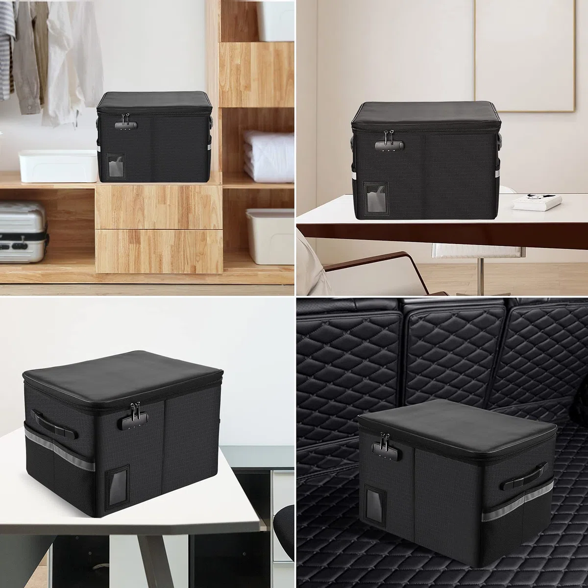 Caja organizadora de documentos ignífuga, archivador de almacenamiento de gabinete con cerradura, caja fuerte portátil para colgar carpetas de cartas/legales de 6.3 x 5.1 pulgadas 11 pulgadas