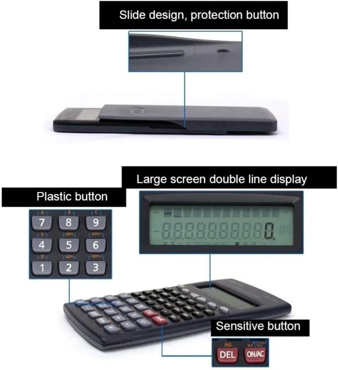 Calculadora Calculadoras Multifunción Calculadora De Mano Ecuación Oficina Calcular Pantalla LCD Grande 12 Dígitos Escritorio Oficina(Grün)